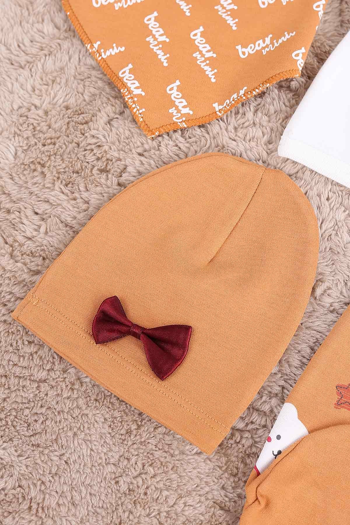 Kahverengi (0-6 Ay) Bear Mini Nakışlı Çıtçıtlı 5 Li Zıbın Takımı 171464