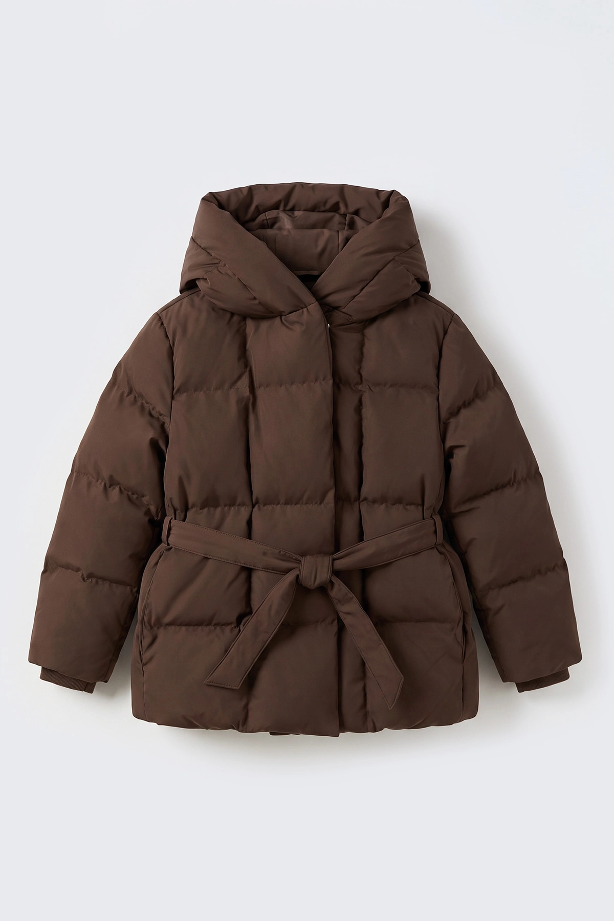 Kahverengi (10-14 Yaş) Kapüşonlu İçi Kürklü Kız Çocuk Mont 499741