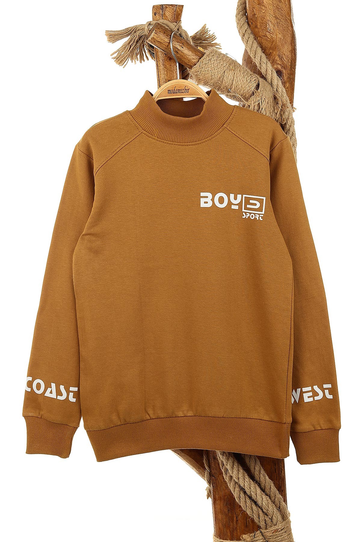 Kahverengi (13-16 Yaş) Boys Sport Baskılı Erkek Çocuk Sweat 154308