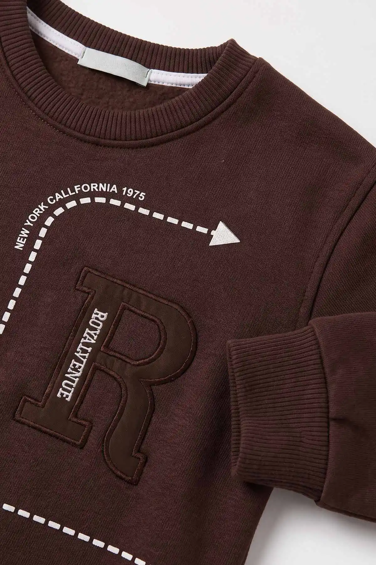 Kahverengi (2-12 Yaş) R Nakışlı  İçi Şardonlu Erkek  Çocuk Sweatshirt 483309