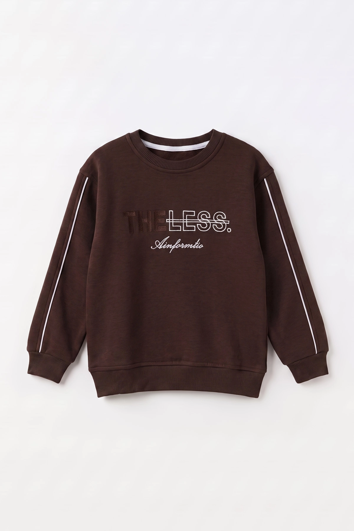 Kahverengi (2-12 Yaş) Theless Nakışlı İçi Şardonlu Erkek Çocuk Sweatshirt 483296