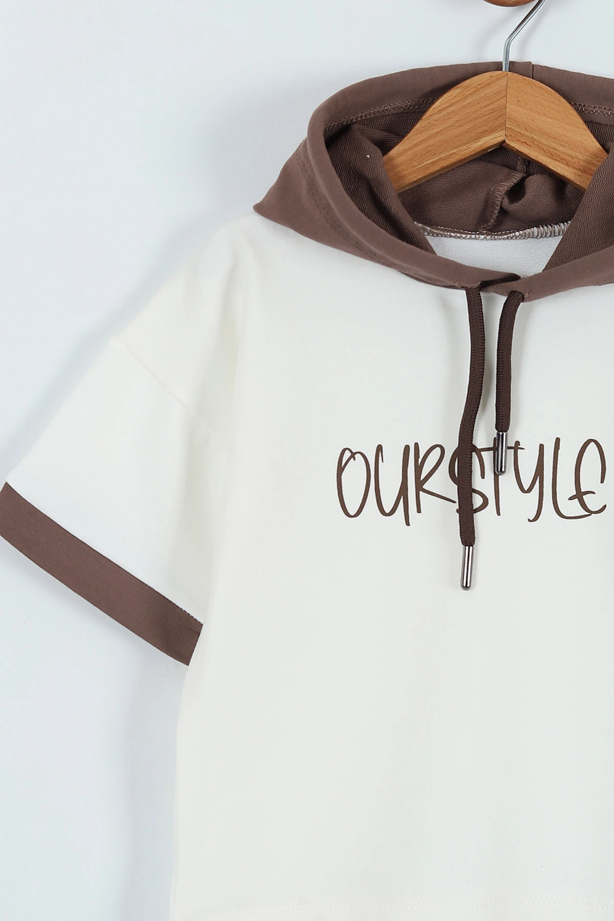 Kahverengi (2-5 Yaş) Ourstyle Baskılı Kapüşonlu Erkek Çocuk Takım 271475