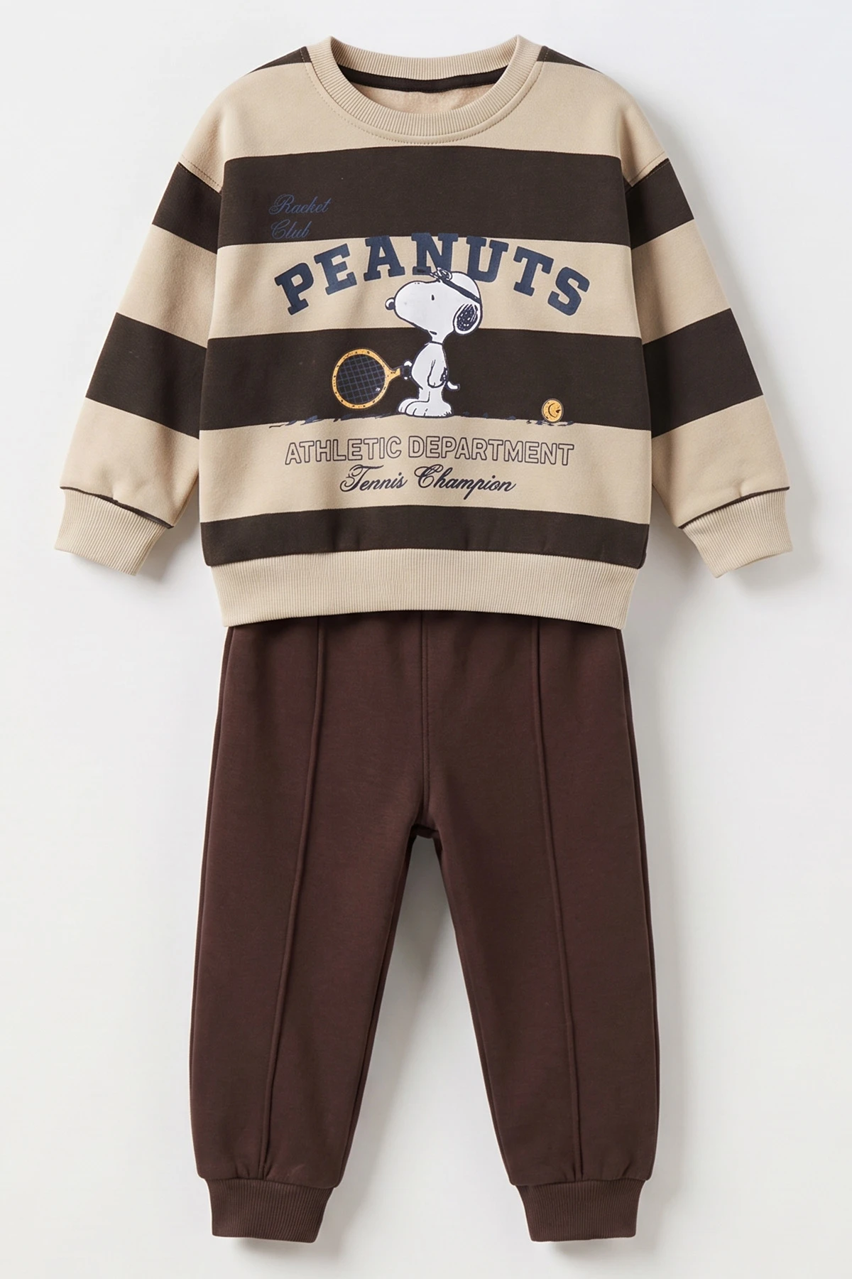 Kahverengi (2-5 Yaş) Peanuts Baskılı Çimalı İçi Şardonlu Erkek Çocuk Takım 493090