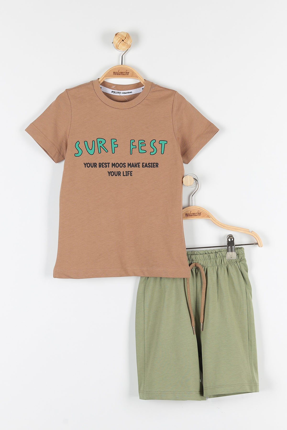 Kahverengi (2-5 Yaş) Surf Fest Baskılı Erkek Çocuk Takım 170529