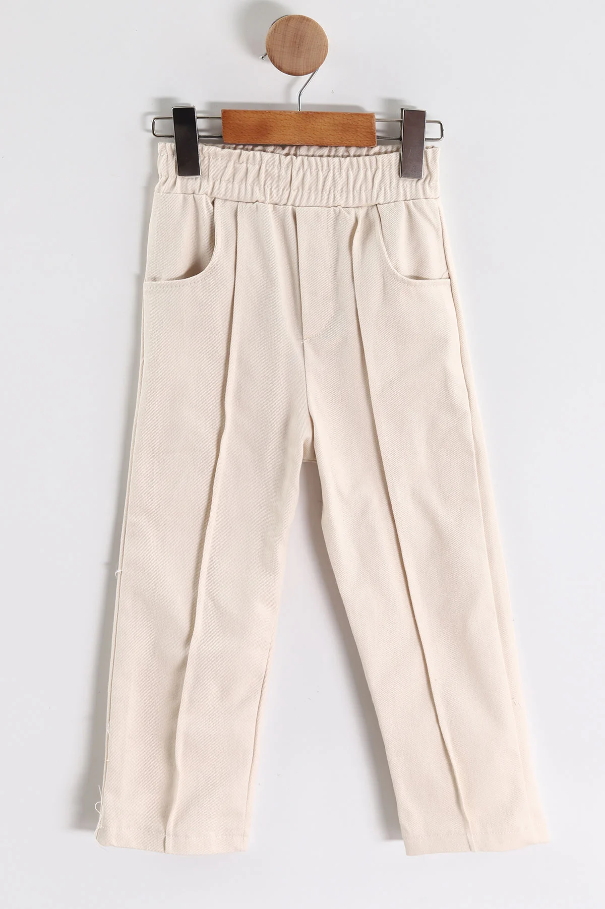 Kahverengi (3-10 Yaş) Fiyonk Aksesuarlı Gabardin Pantolonlu Kız Çocuk Takım 443346