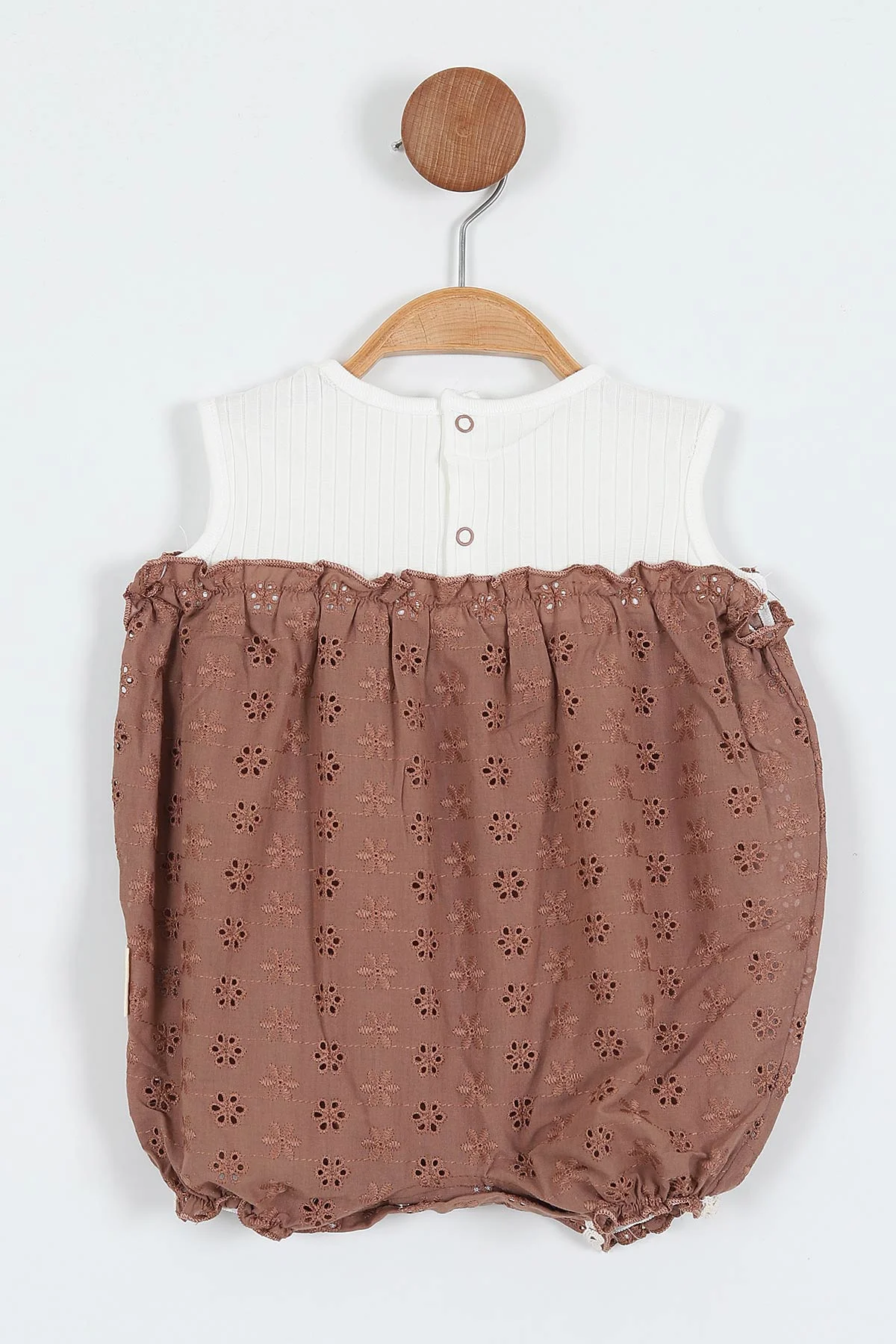 Kahverengi (3-12 Ay)Fistolu Alttan Çıtçıtlı Kız Bebek Zıbın Tulum 357442