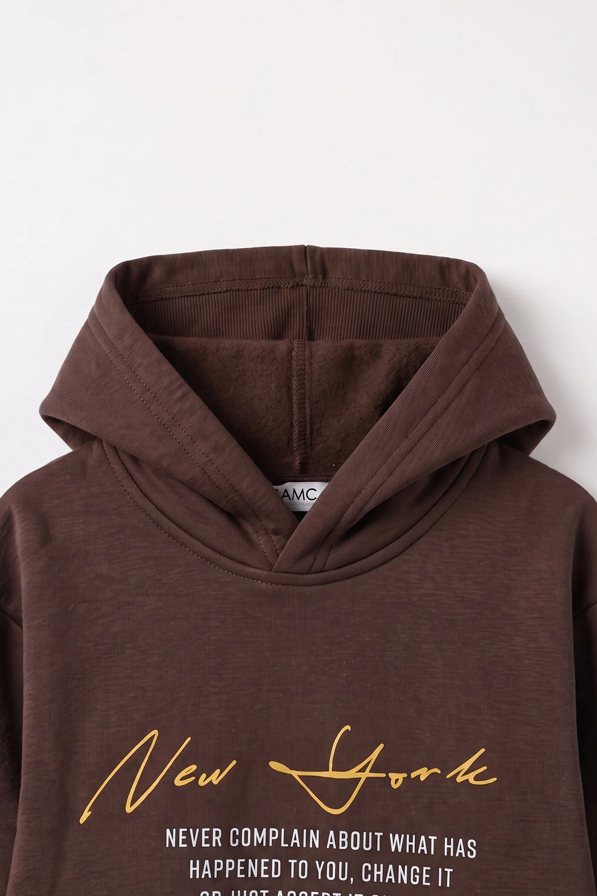 Kahverengi (3-12 Yaş) Baskılı 3 İp Şardonlu Kapüşonlu Erkek Çocuk Sweatshirt 473839