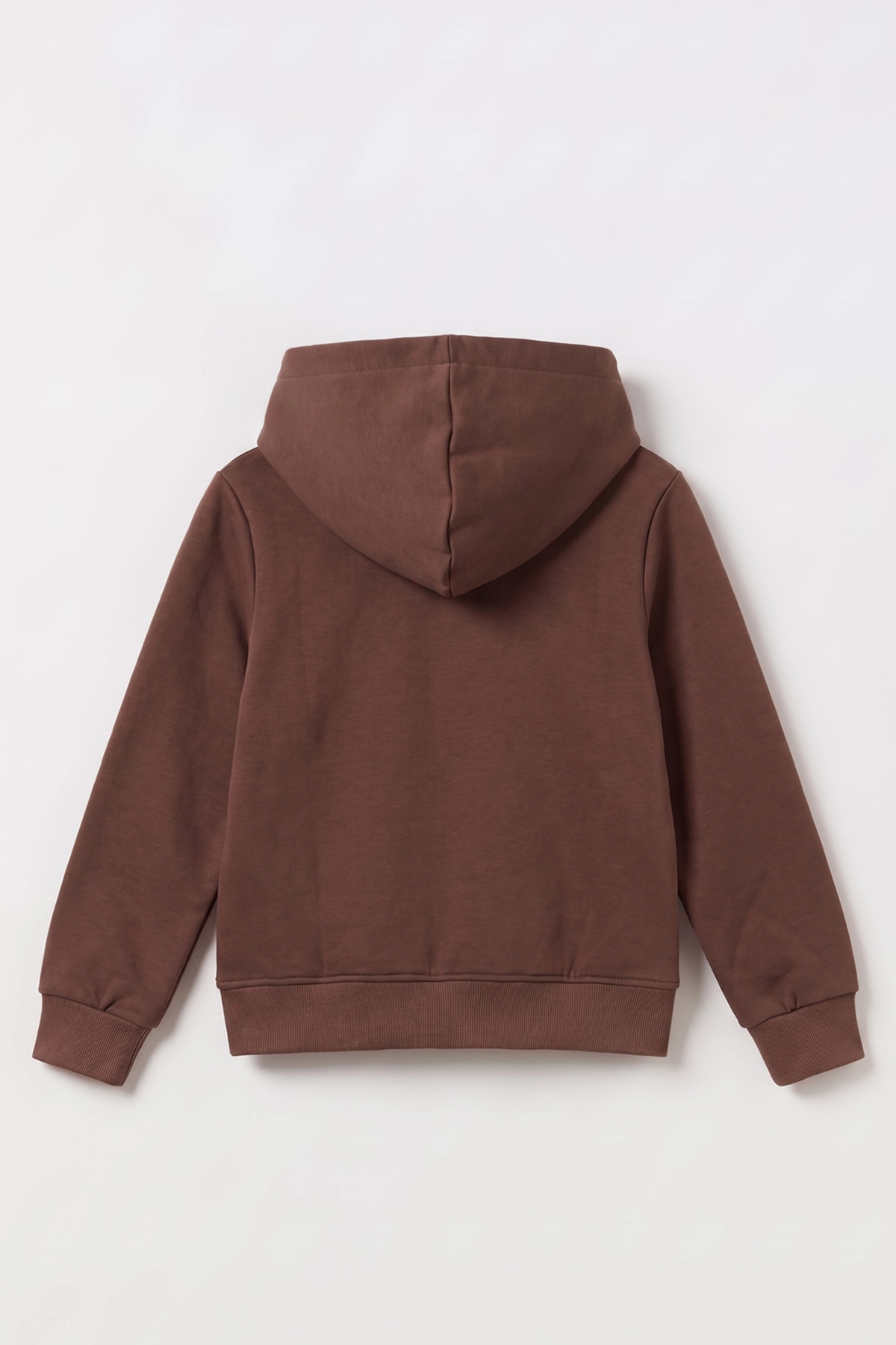 Kahverengi (3-12 Yaş) Süzene Palmiye Nakışlı Kapüşonlu  3 İp Şardonlu Erkek Çocuk Sweatshirt 478782