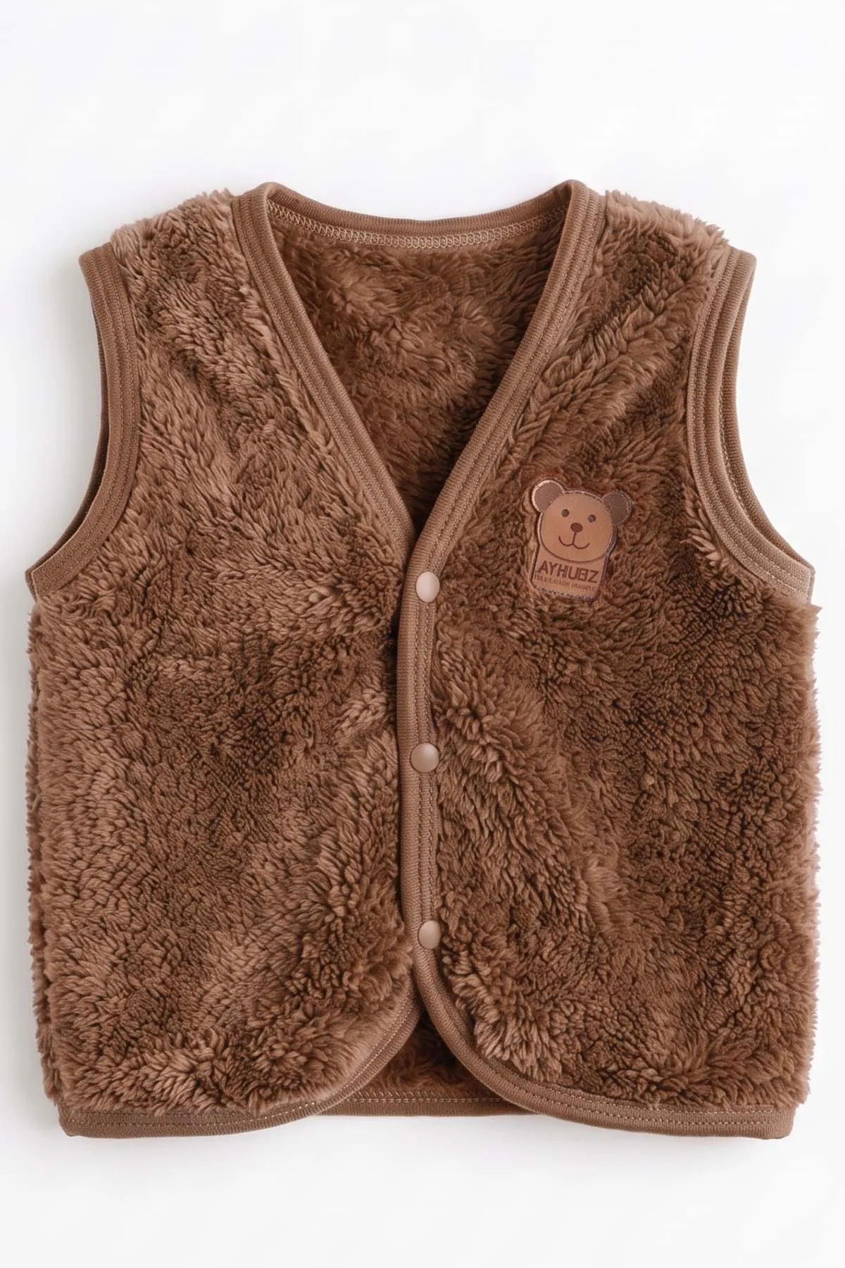 Kahverengi (3-24 Ay) Ayıcık Armalı Peluş Bebek Yelek 493760