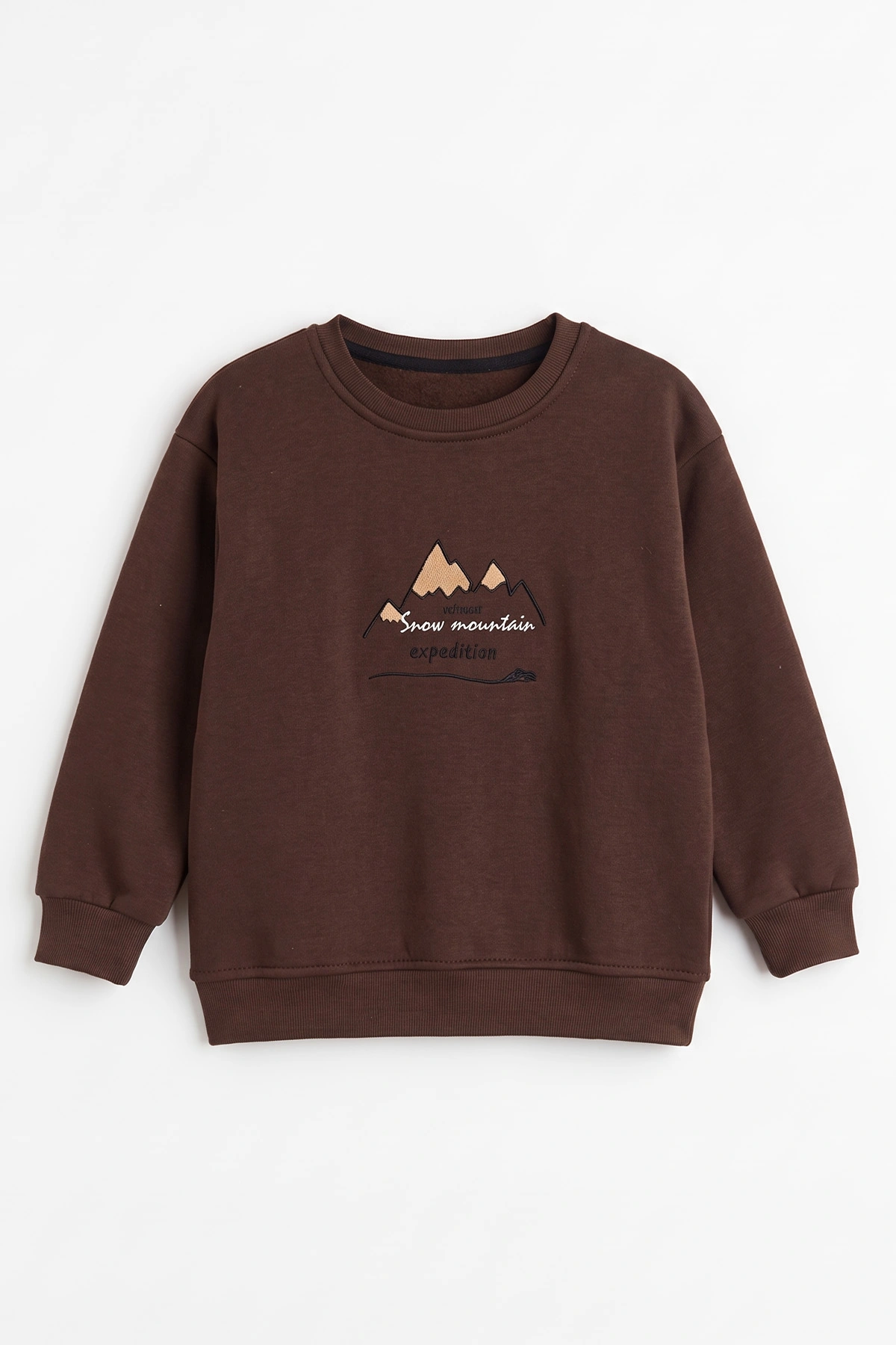 Kahverengi (4-12 Yaş) 3 İplik Şardonlu Erkek Çocuk Sweatshirt 495870