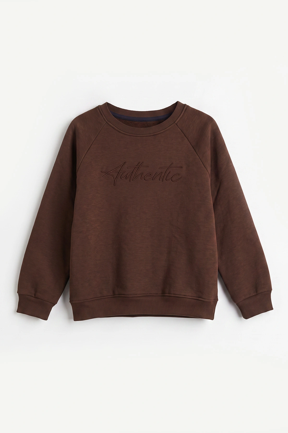 Kahverengi (4-12 Yaş ) Authentic Nakışlı 3 İp Şardonlu Erkek Çocuk Sweatshirt 486634