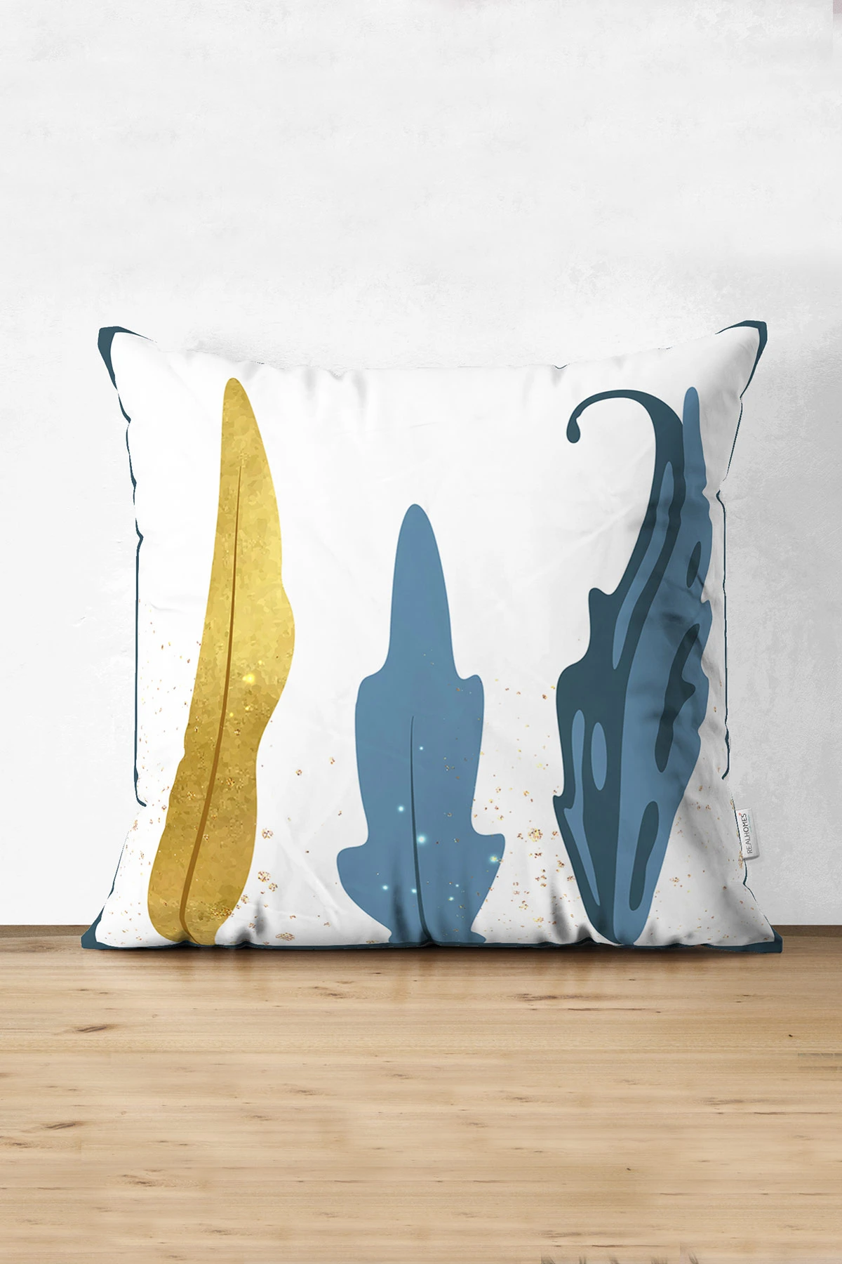 Mavi 43x43 Dijital Baskılı Fermuarlı Modern Kırlent Kılıfı 273821