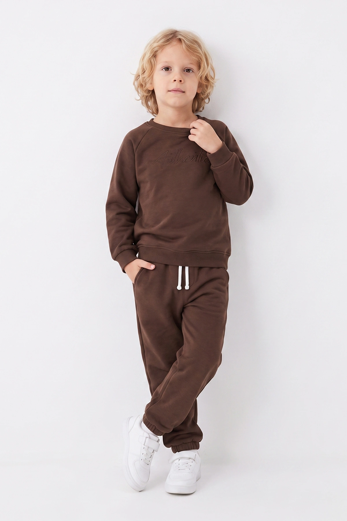 Kahverengi (5-12 Yaş) Authentic Nakışlı 3 İp Şardonlu Erkek Çocuk Kışlık Takım 483533