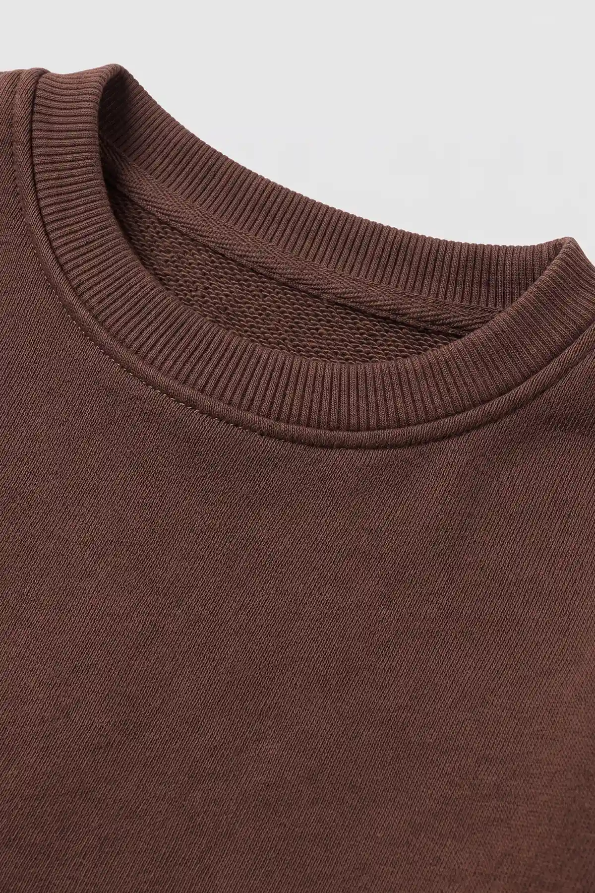 Kahverengi (5-12 Yaş) Baskısız   Düz 3 İp Şardonlu Erkek Çocuk Sweatshirt 483587