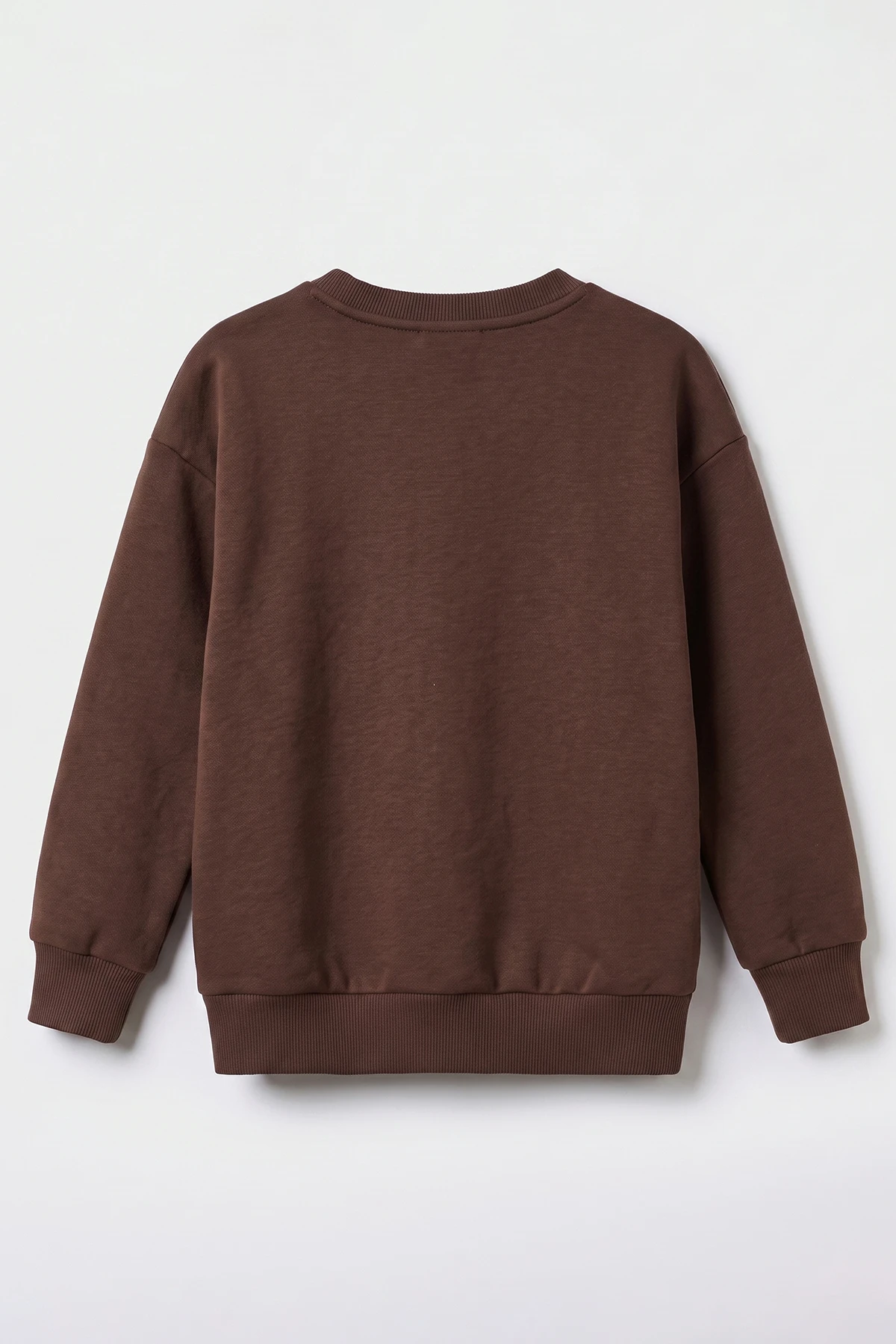 Kahverengi (5-12 Yaş) Baskısız   Düz 3 İp Şardonlu Erkek Çocuk Sweatshirt 483587
