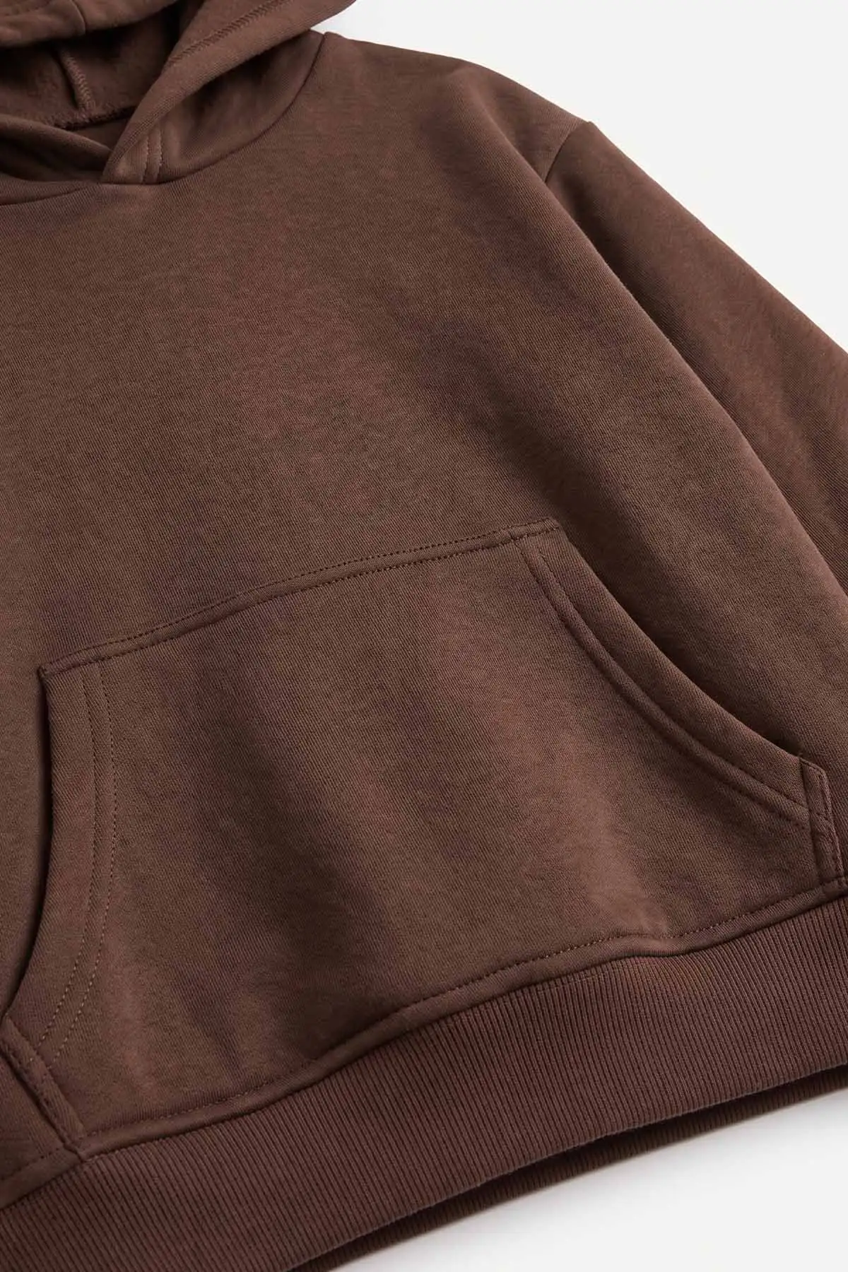 Kahverengi (5-12 Yaş) Baskısız Kapüşonlu 3 İp Şardonlu Erkek Çocuk Sweatshirt 481762