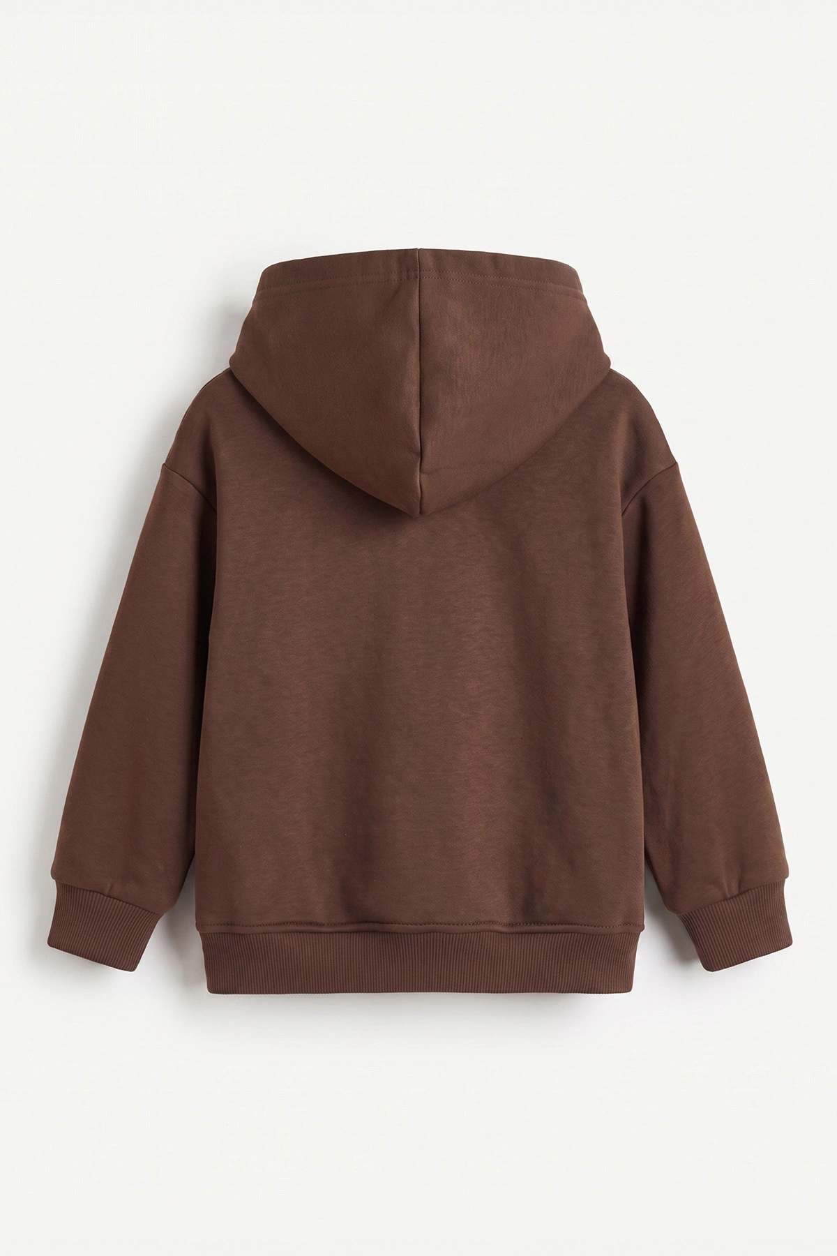 Kahverengi (5-12 Yaş) Baskısız Kapüşonlu 3 İp Şardonlu Erkek Çocuk Sweatshirt 481762