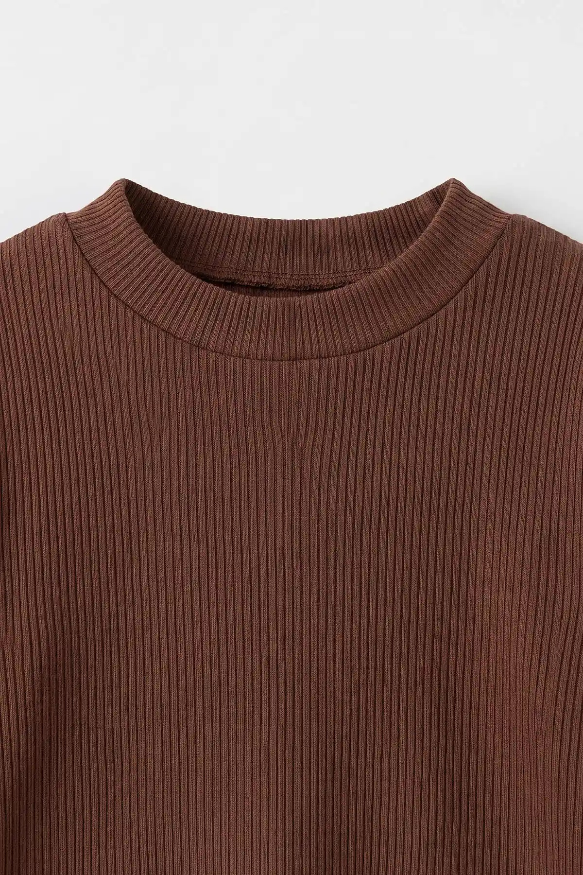 Kahverengi (5-12 Yaş) Yarım Balıkçı Yaka Kaşkorse Çocuk Body Sweatshirt 495516