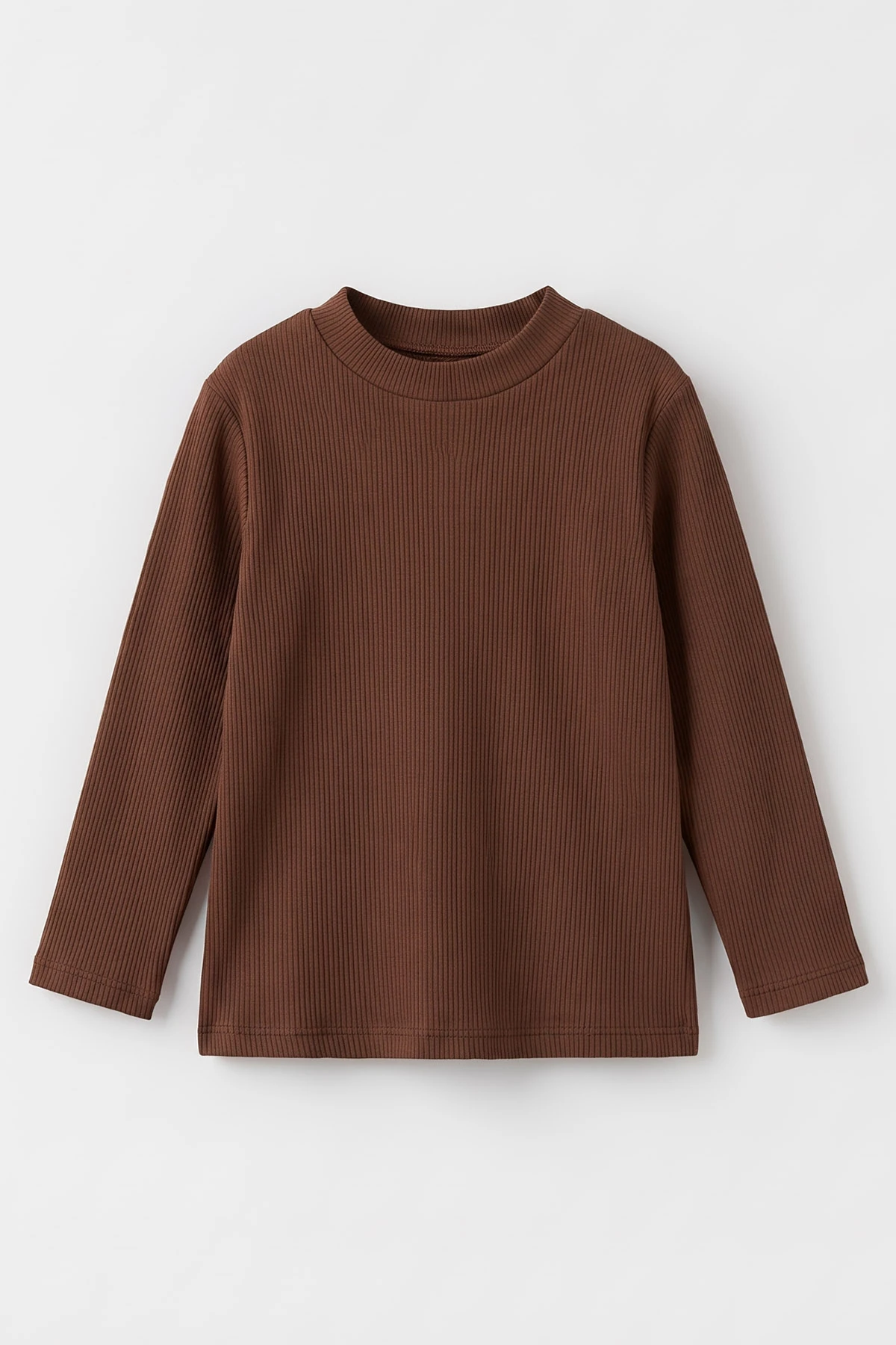 Kahverengi (5-12 Yaş) Yarım Balıkçı Yaka Kaşkorse Çocuk Body Sweatshirt 495516