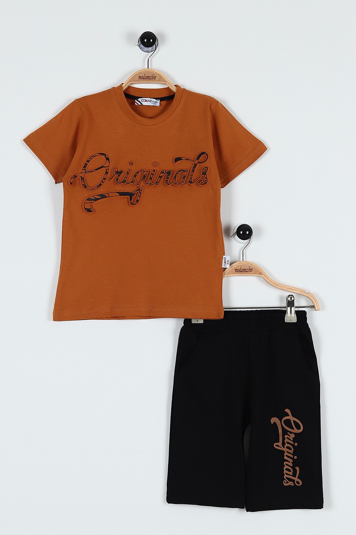 Kahverengi (5-8 Yaş) Originals Baskılı Şortlu Erkek Çocuk Takım 182933