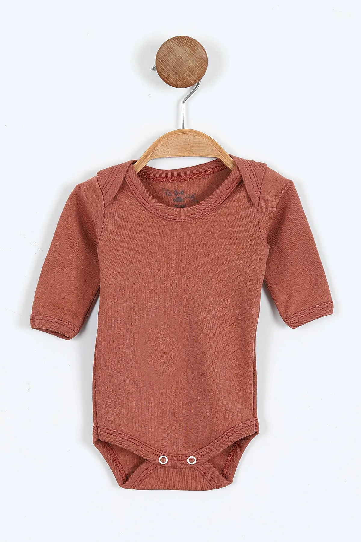 Kahverengi (6-12 Ay ) Uzun Kol Düz Bebek Çıtçıtlı Badi 403644
