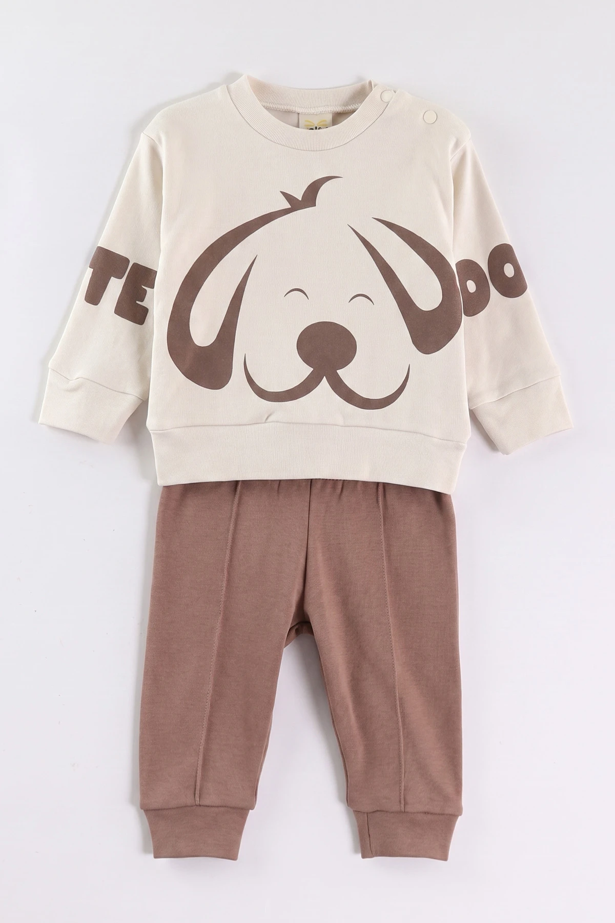 Kahverengi (6-18 Ay)Cute Dog Baskılı Çıtçıtlı Çimalı Erkek Bebek Takım 477884
