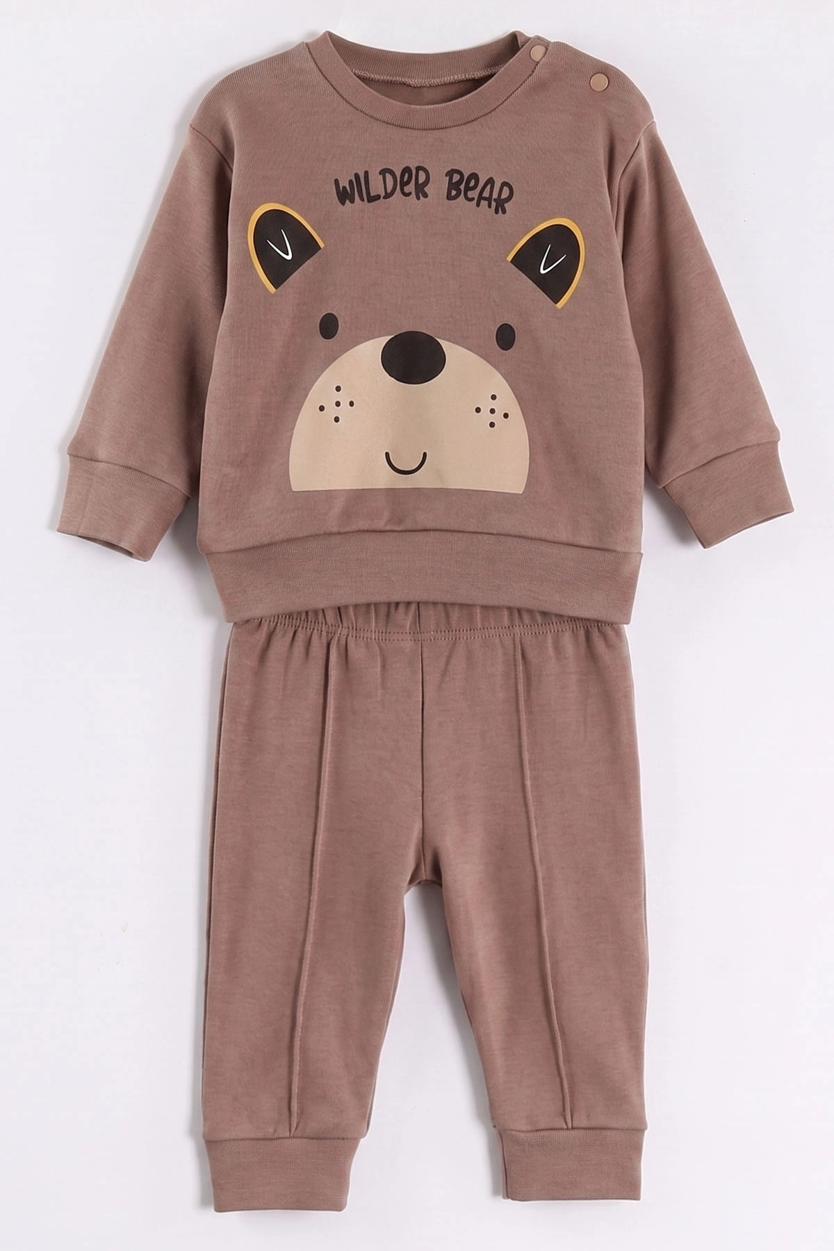 Kahverengi (6-18 Ay)Wild Bear Baskılı Çıtçıtlı Çimalı Erkek Bebek Takım 477925