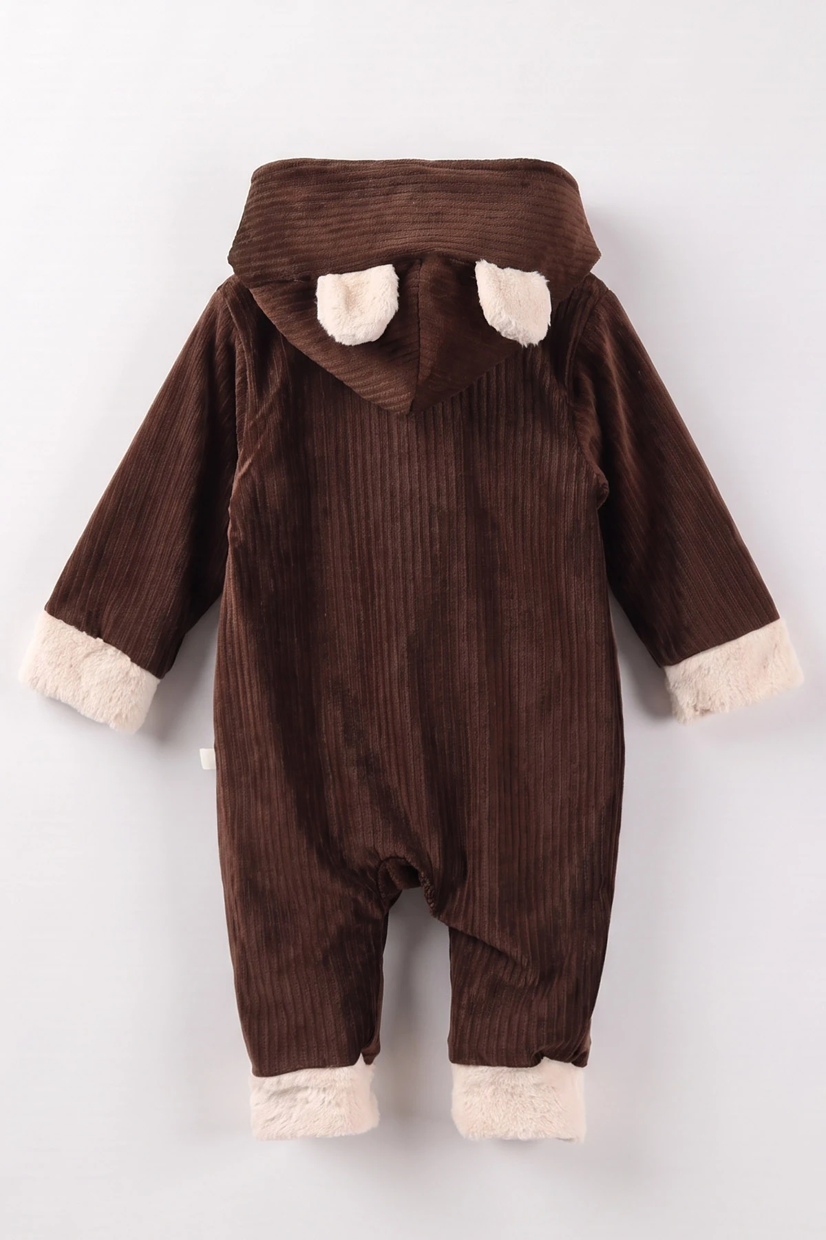 Kahverengi (6-24 Ay) Kulak Figürlü İçi Peluş Önden Fermuarlı Bebek Tulum 482056