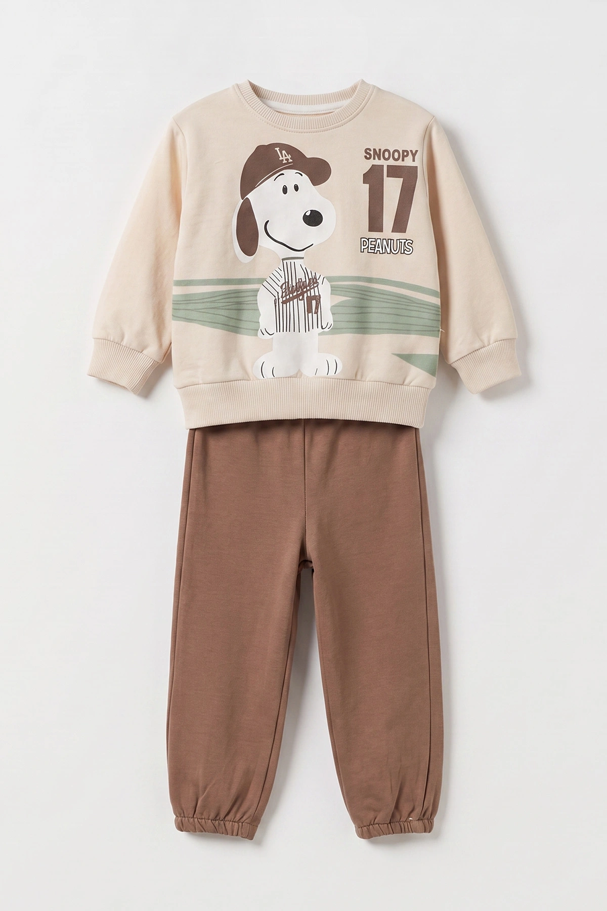 Kahverengi (6-24 Ay) Snoopy  Baskılı  2 İp Erkek Bebek Takım 479028