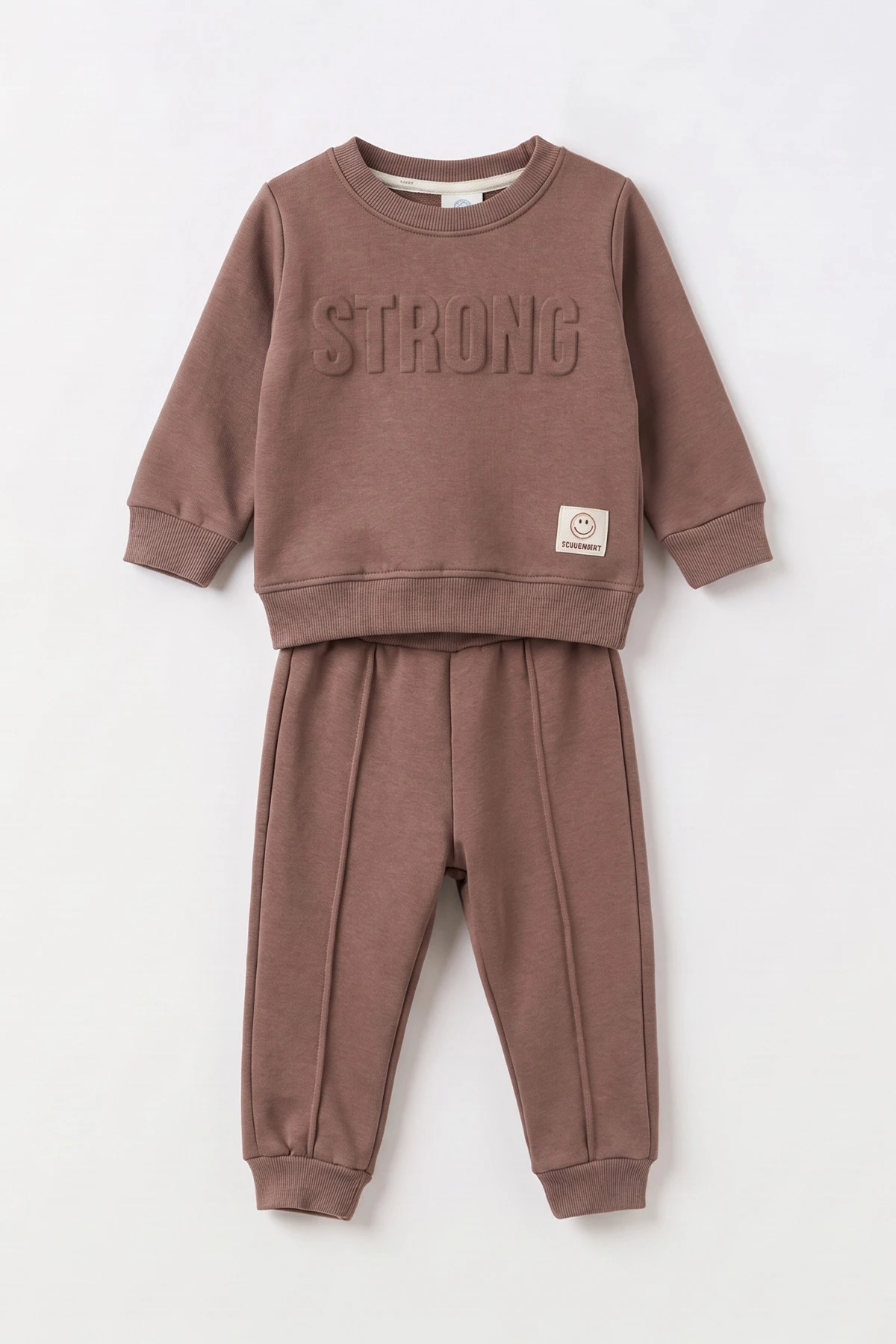 Kahverengi (6-24 Ay) Strong Kabartma Baskılı Alt Çimalı 3 İp Şardonlu Erkek Bebek Kışlık Takım 495689