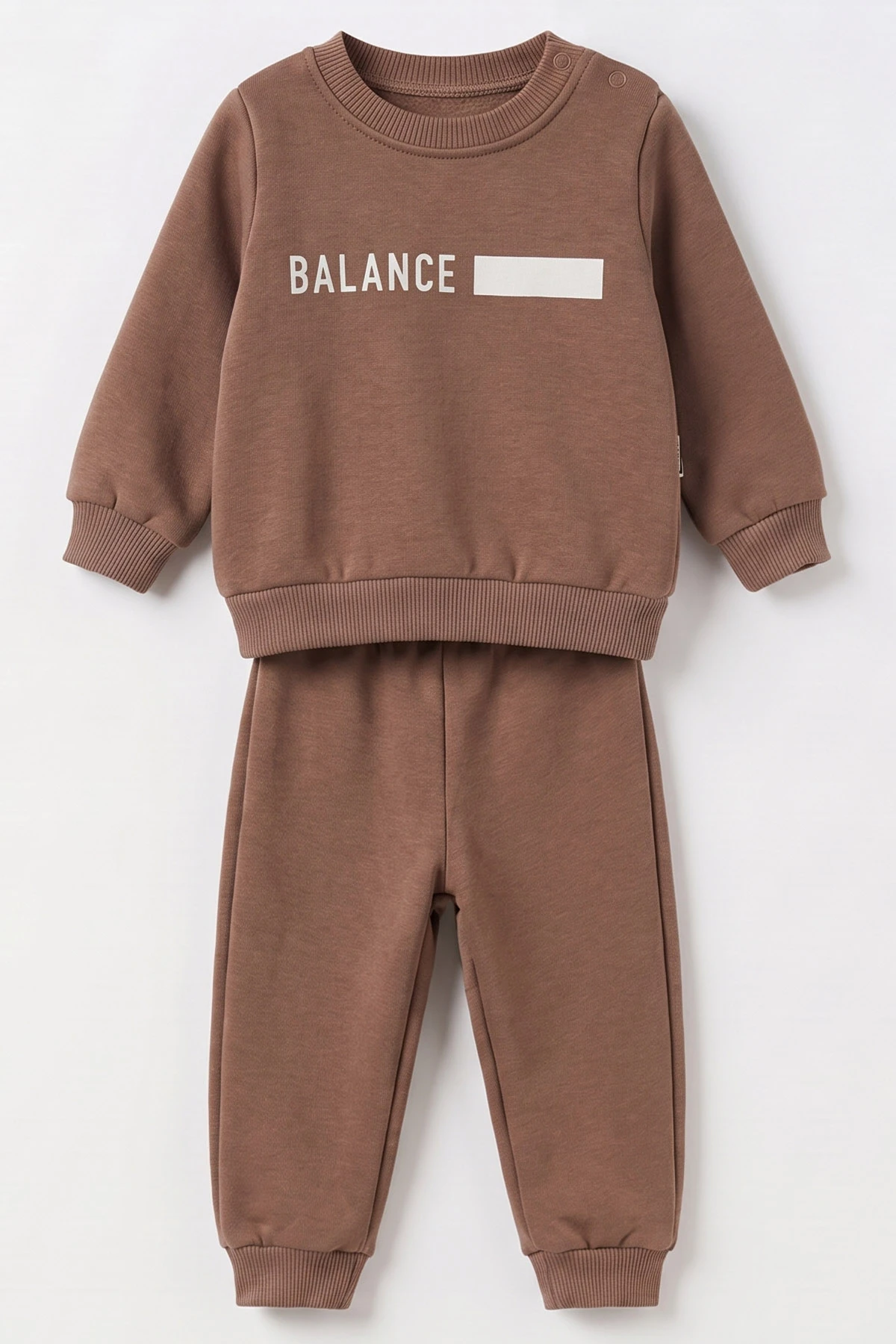 Kahverengi (9-18 Ay) Balance Baskılı İçi Şardonlu Erkek Bebek Kışlık Takım 493923