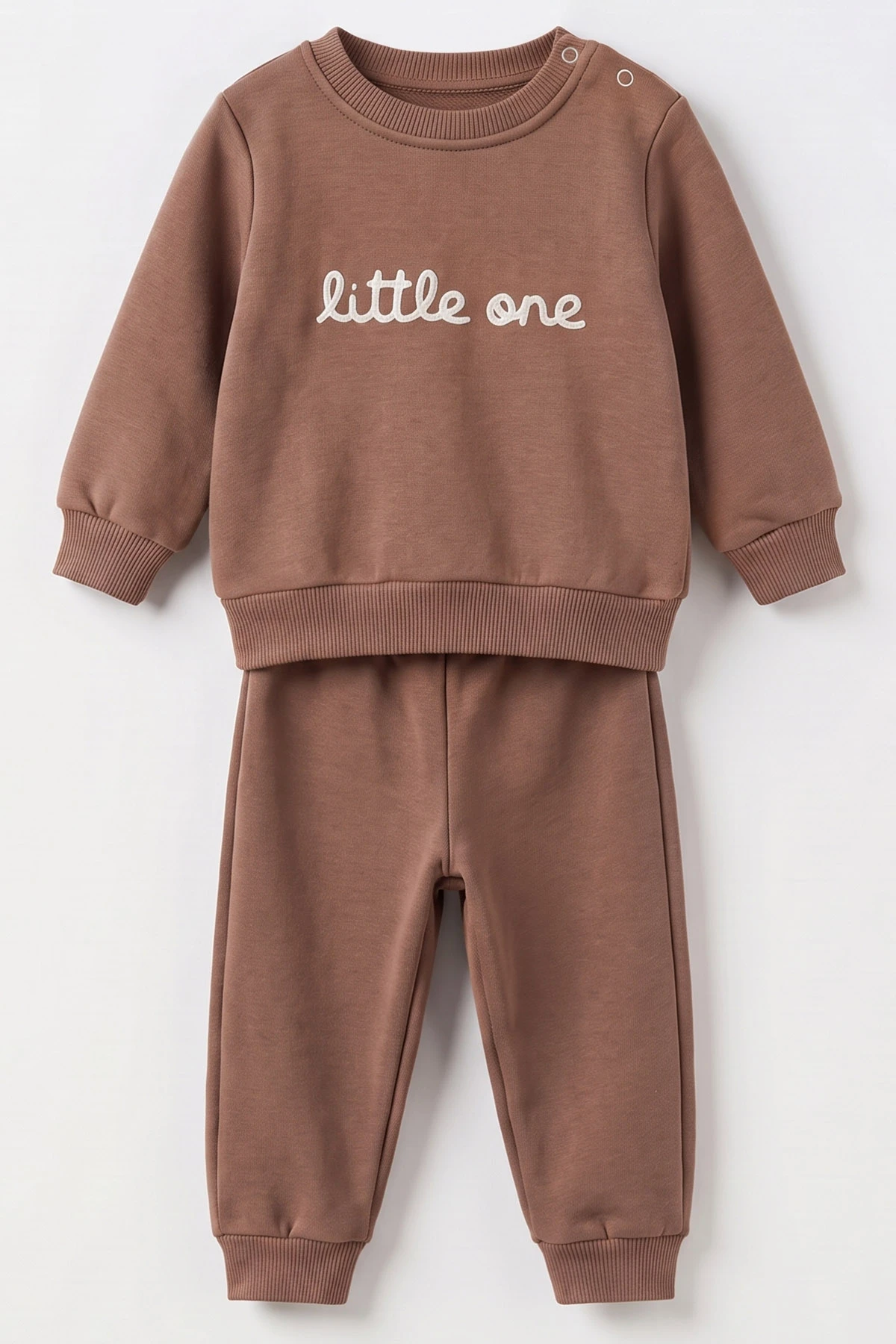 Kahverengi (9-18 Ay) Little One Nakışlı İçi Şardonlu Erkek Bebek Kışlık Takım 493930