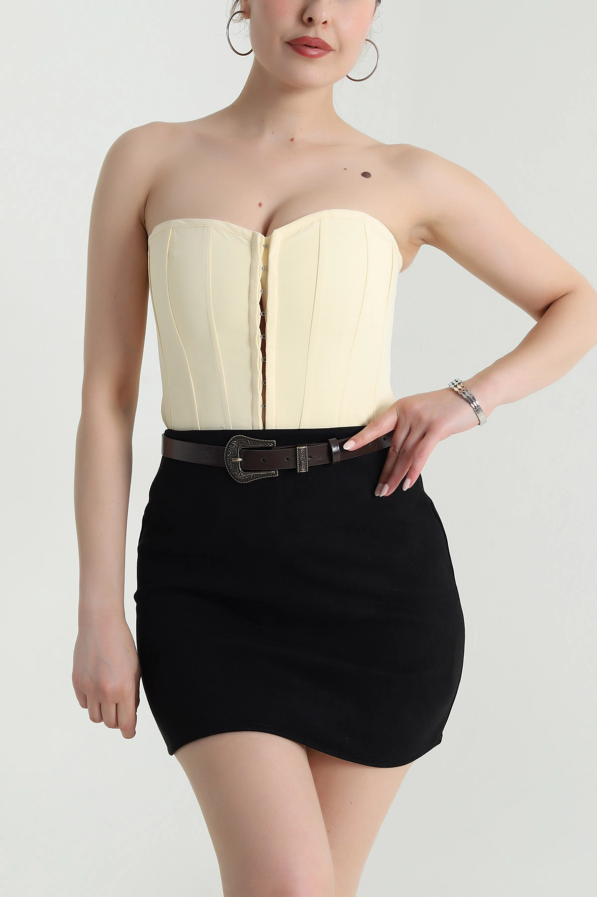 Kahverengi Antik Toka Detaylı Kadın Kemer 470496