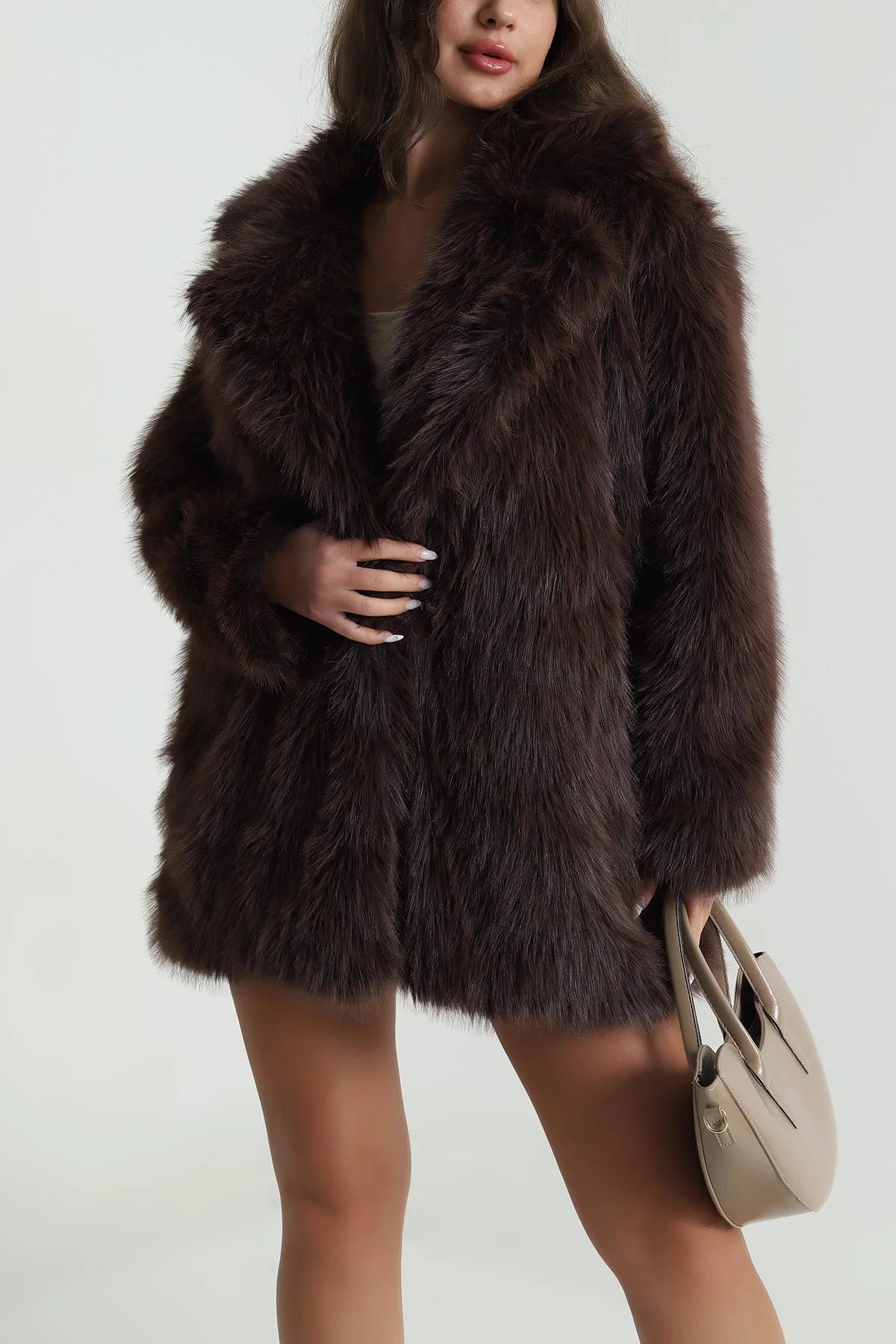 Kahverengi Astarlı Kürklü Lolita Kadın Mont 488819