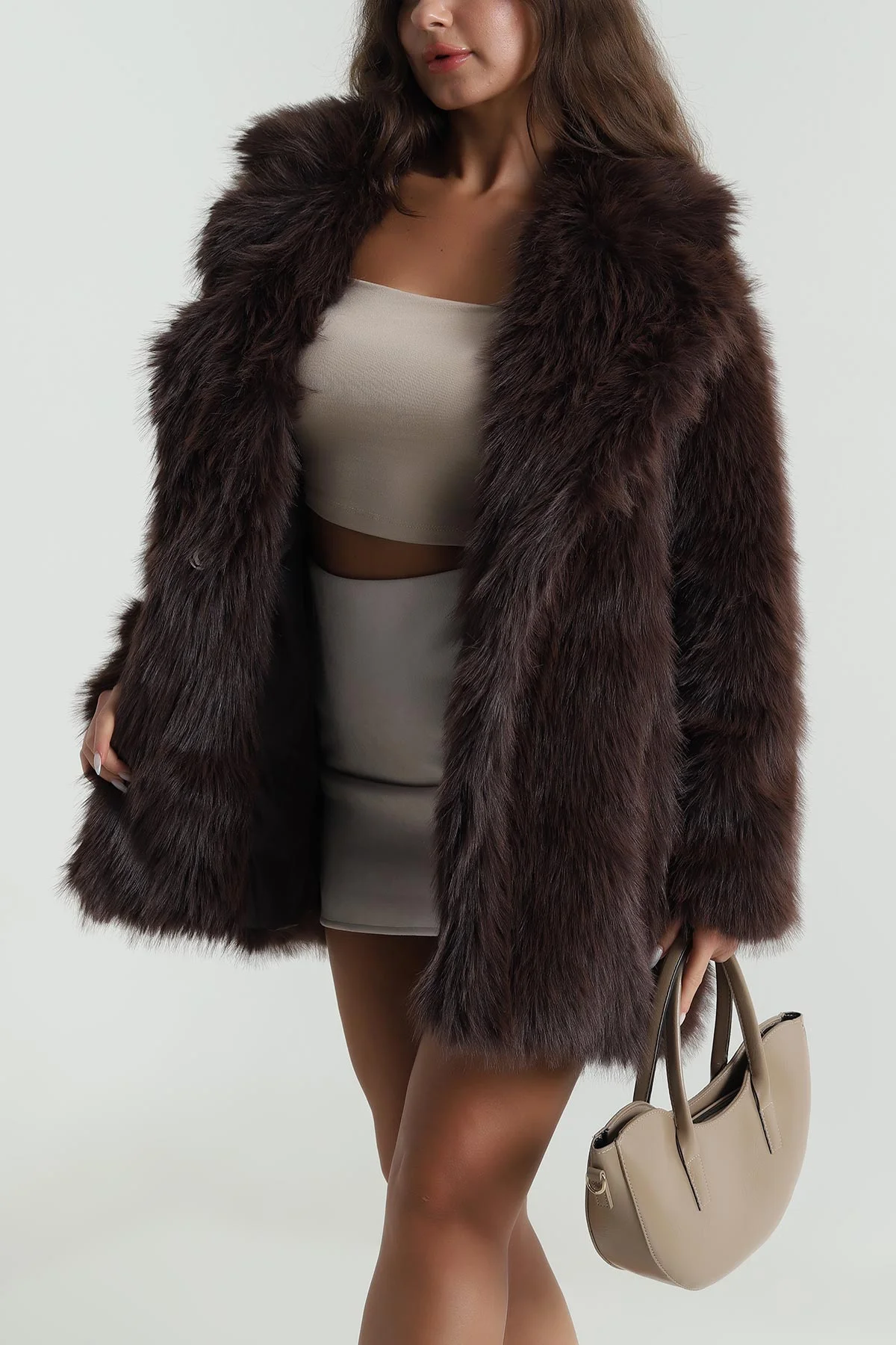 Kahverengi Astarlı Kürklü Lolita Kadın Mont 488819