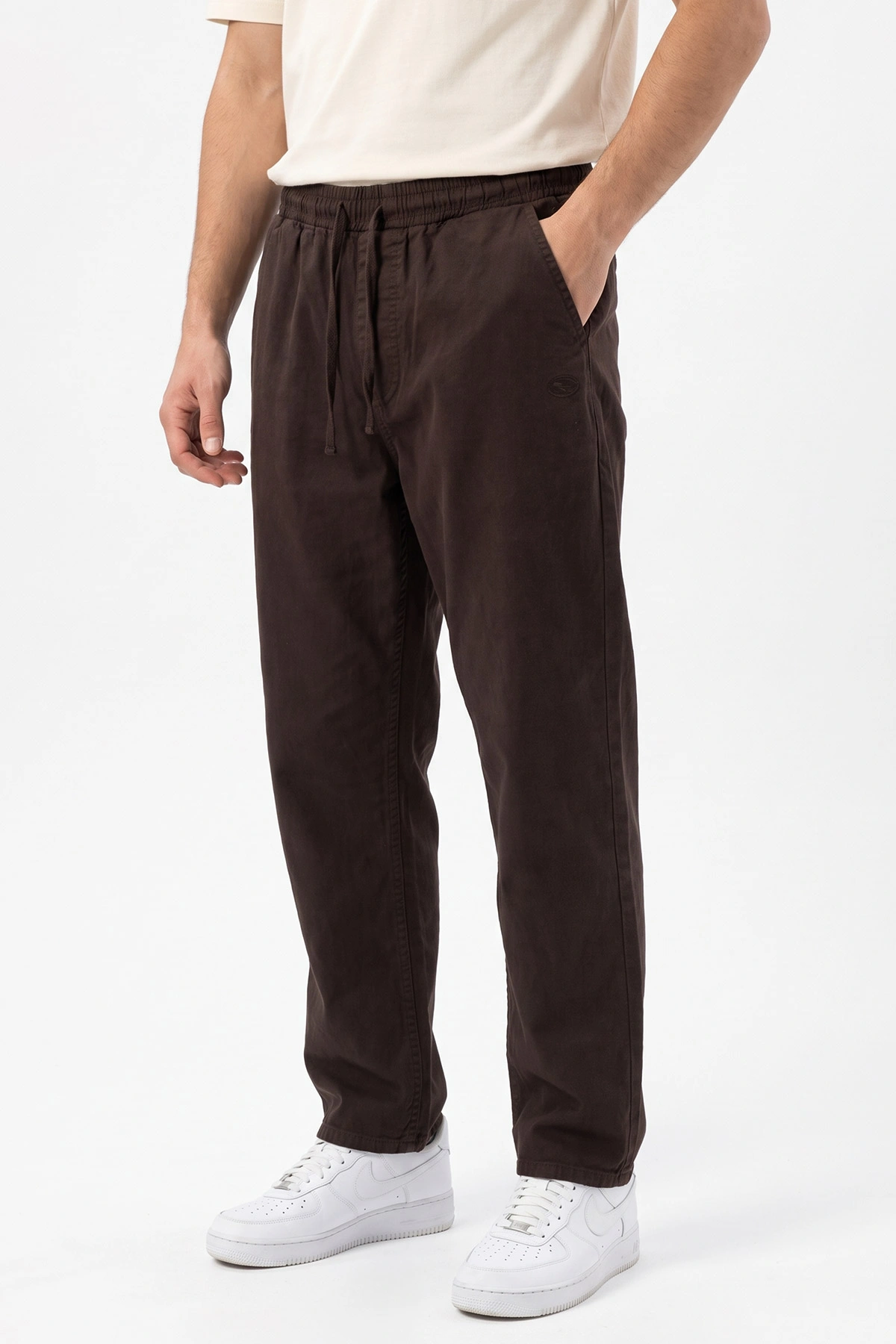 Kahverengi Baggy Belden Bağlamalı Erkek Pantolon 491807
