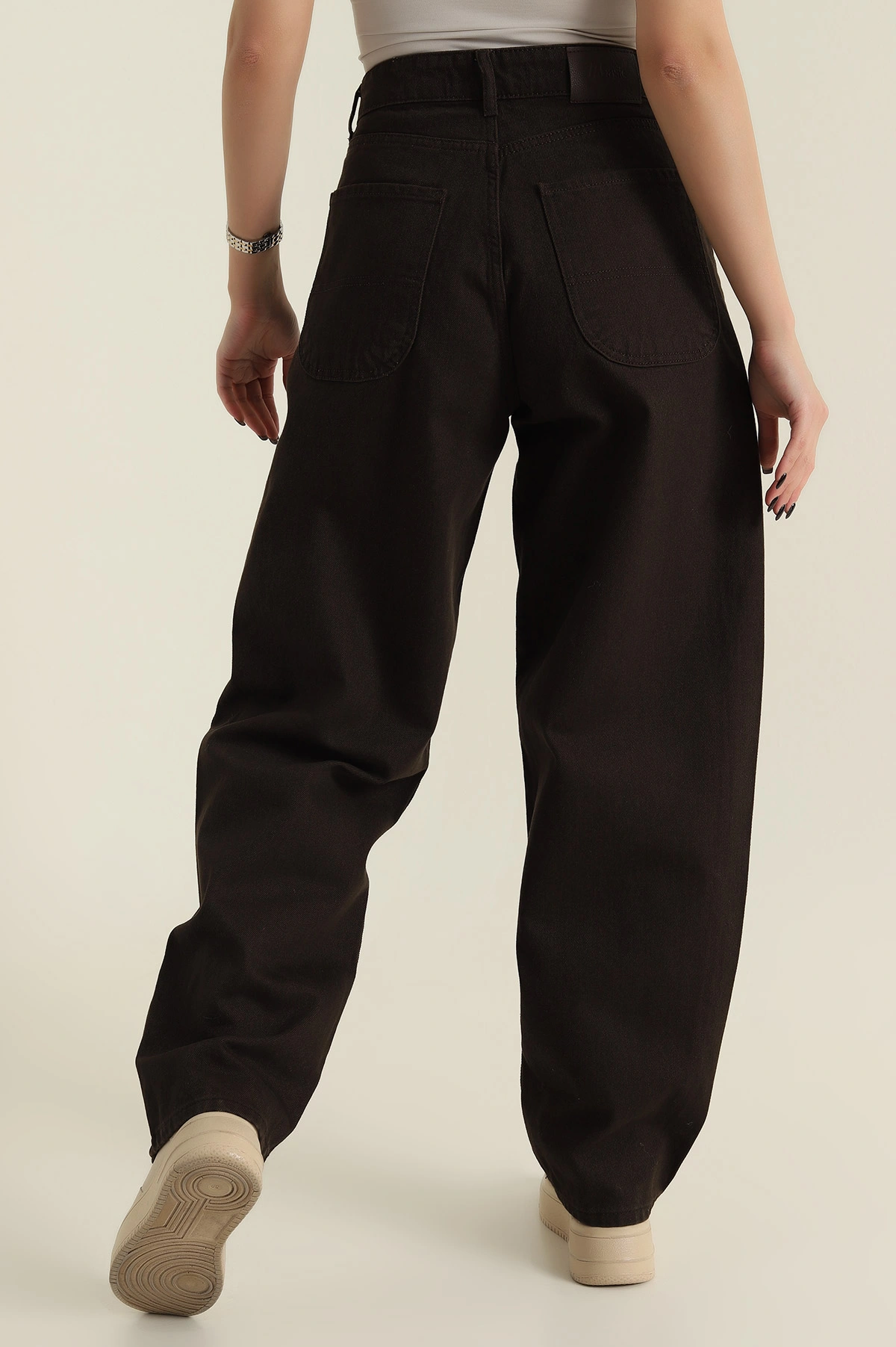 Kahverengi Baggy Cepli Kadın Kot Pantolon 424036