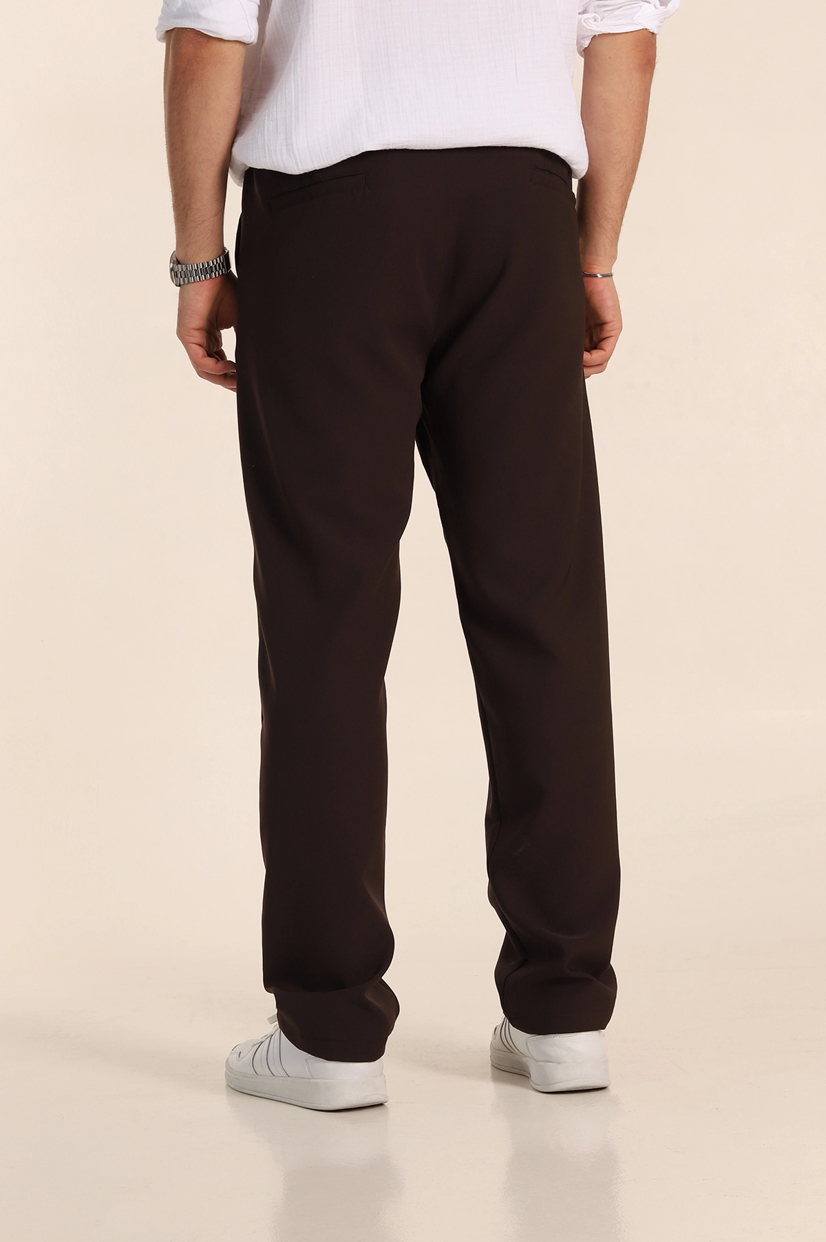 Kahverengi Baggy Likralı Duble Kumaş Erkek Pantolon 345000