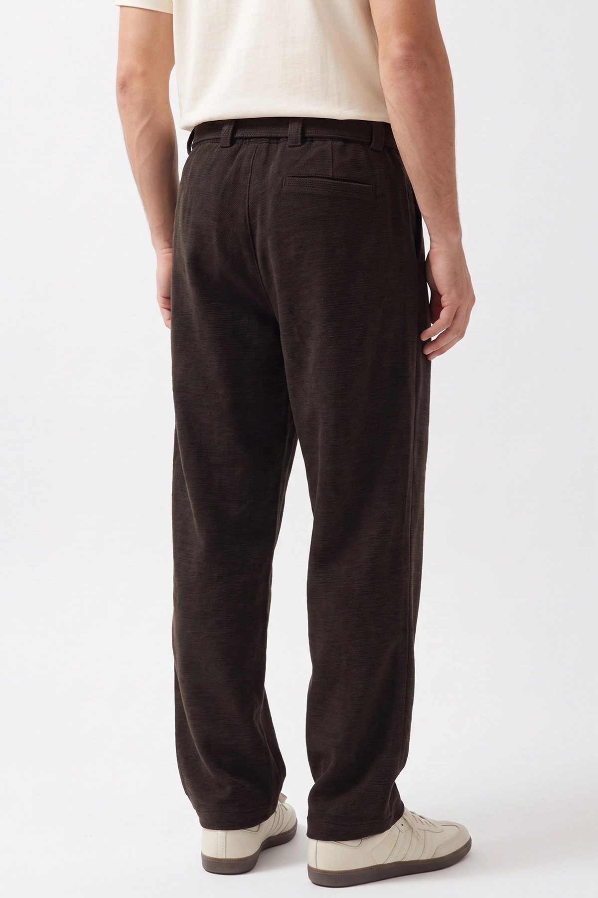 Kahverengi Baggy Örme Kumaş Yeni Sezon Erkek Pantolon 493275