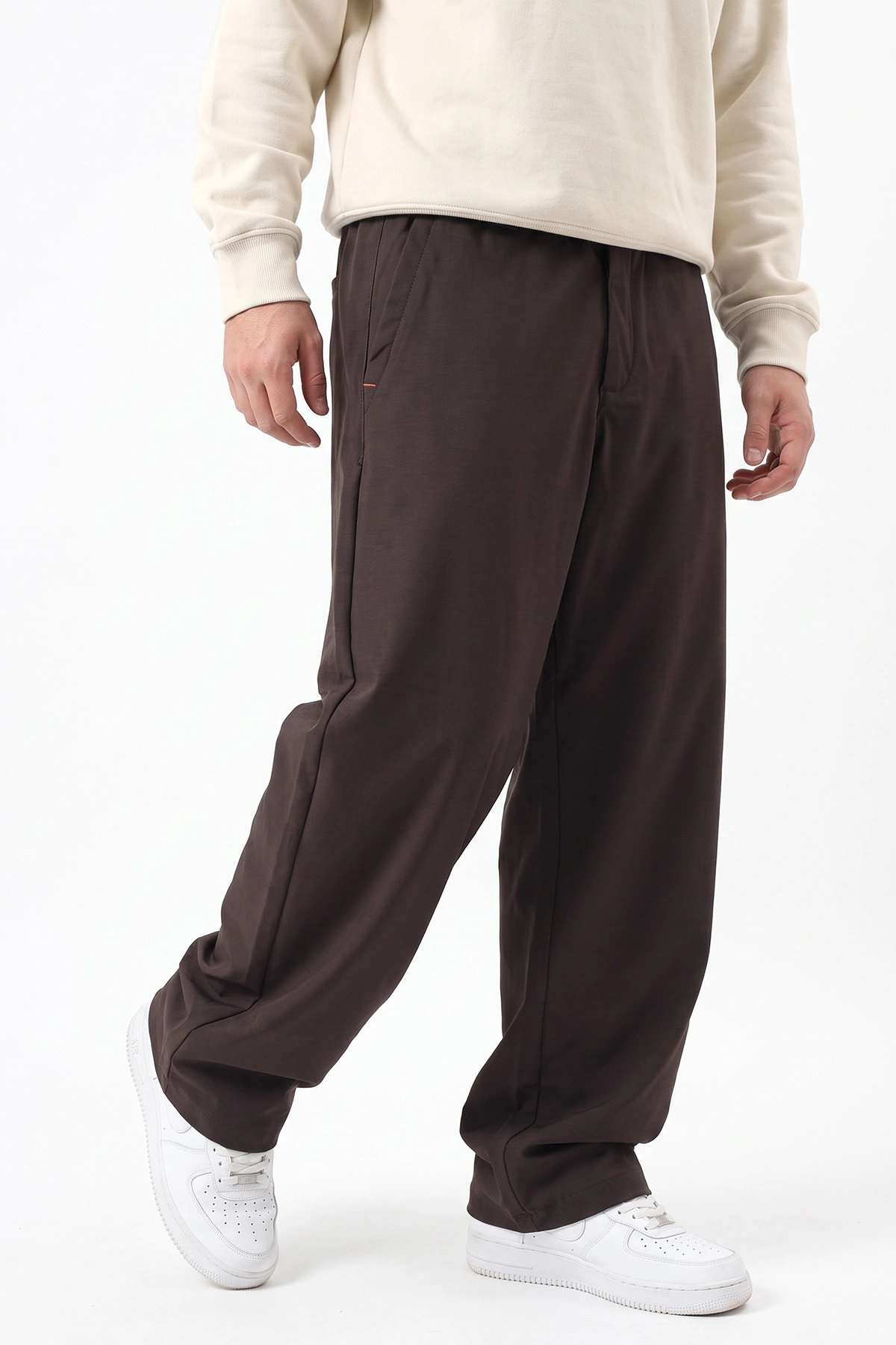 Kahverengi Baggy Yeni Sezon Belden Bağlamalı Erkek Pantolon 493241