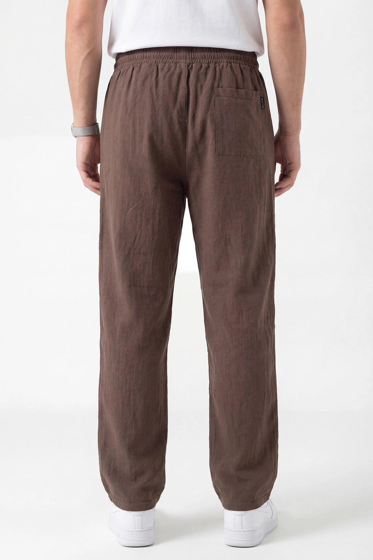 Kahverengi Baggy Yıkamalı Belden Bağlamalı Erkek Pantolon 450171