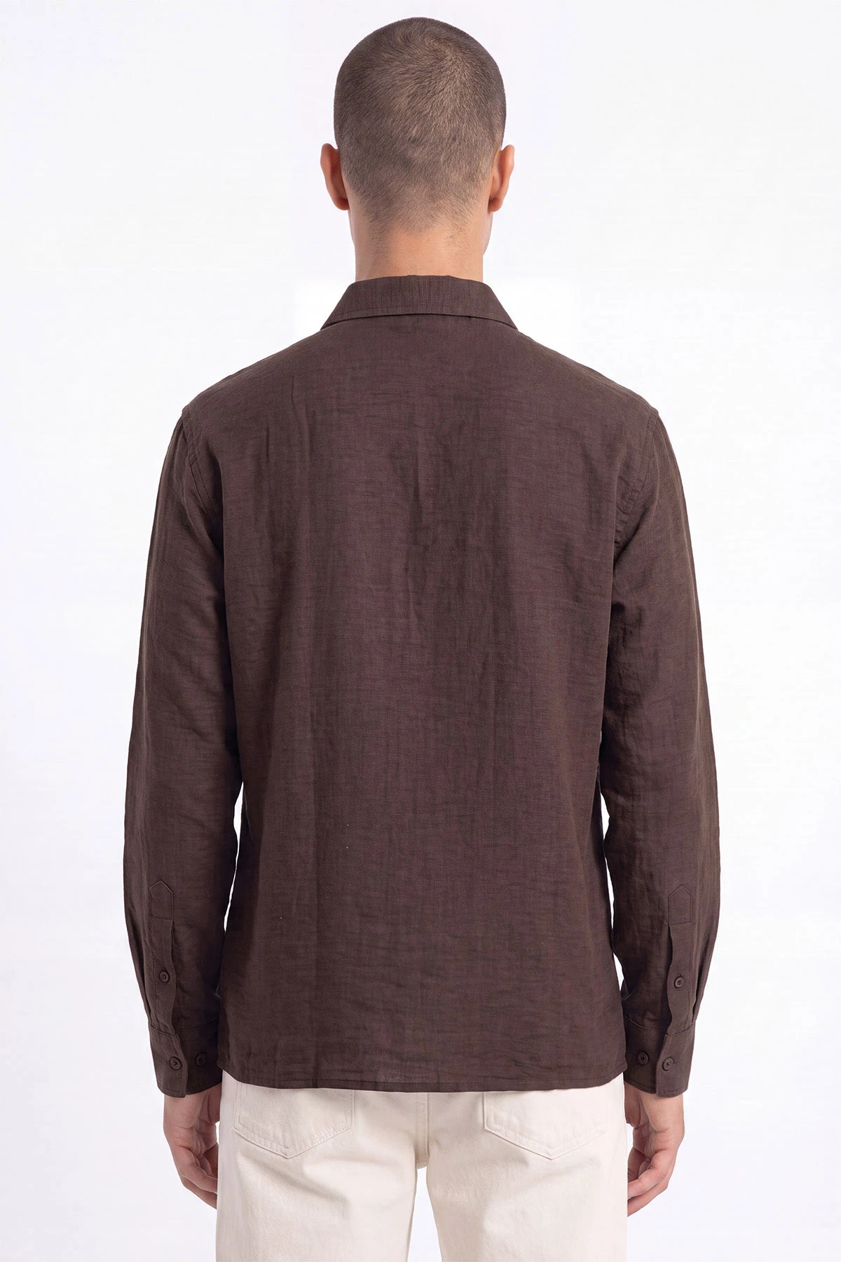 Kahverengi Bambu Oversize Erkek Gömlek 471884
