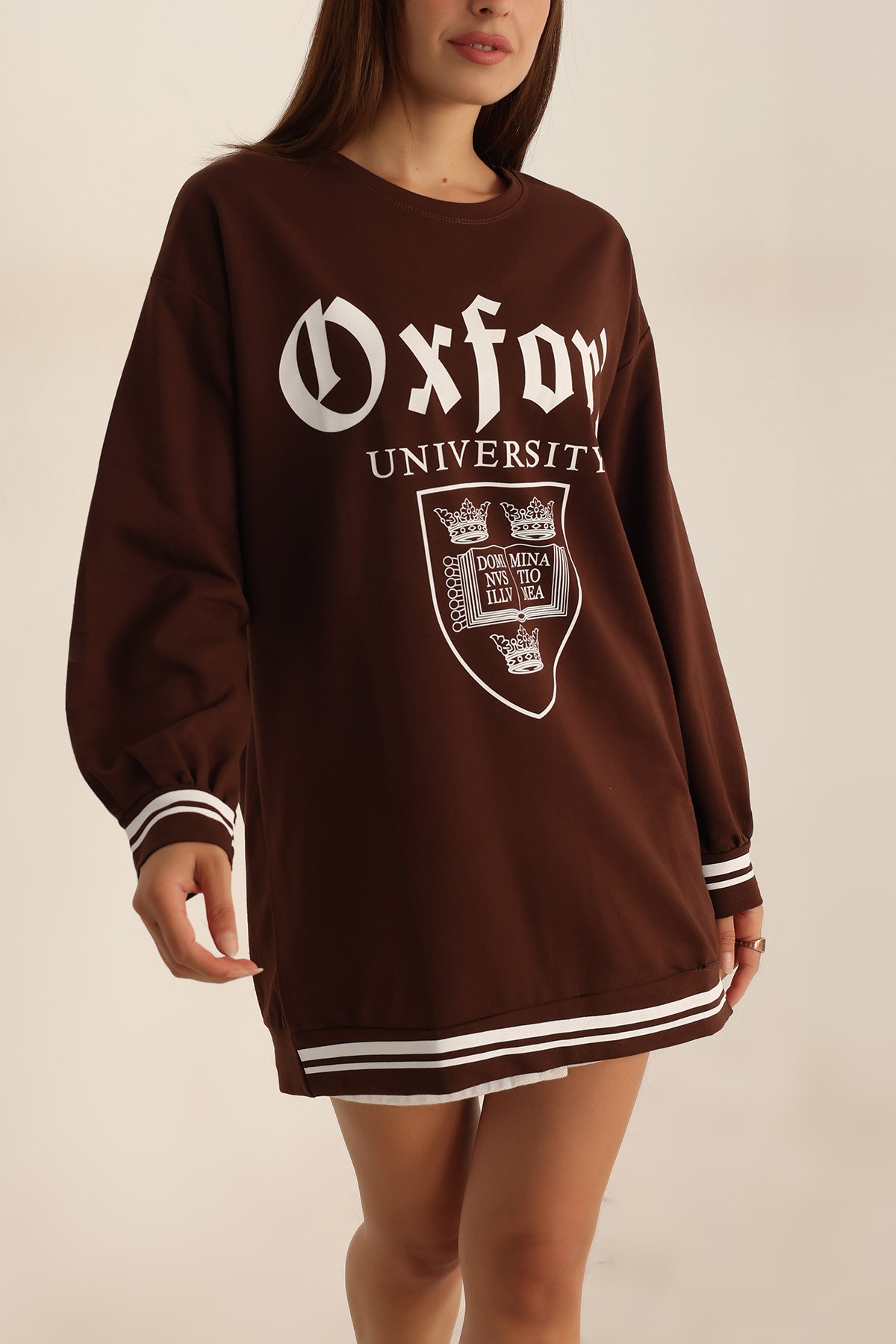 Kahverengi Baskılı İki İp Sweat Tunik 198364