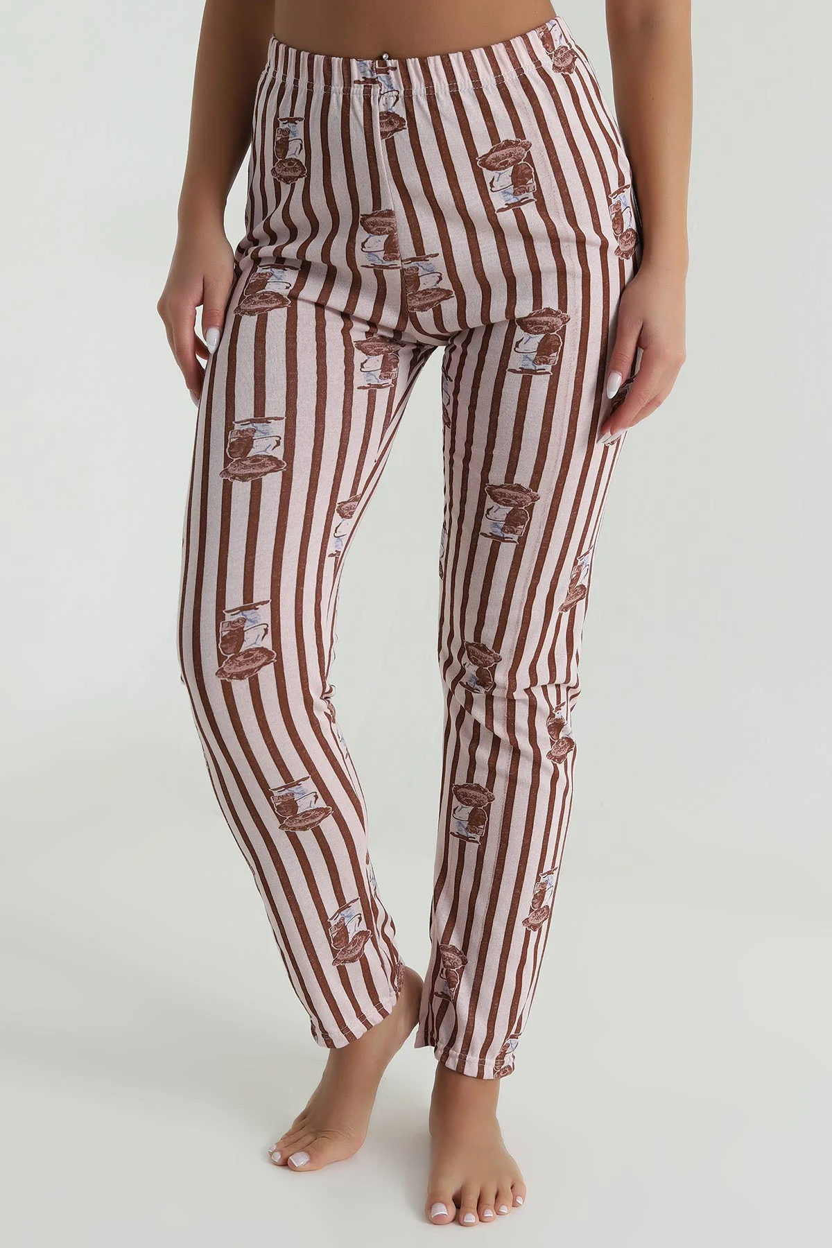 Kahverengi Baskılı Kadın Pijama Altı 487736