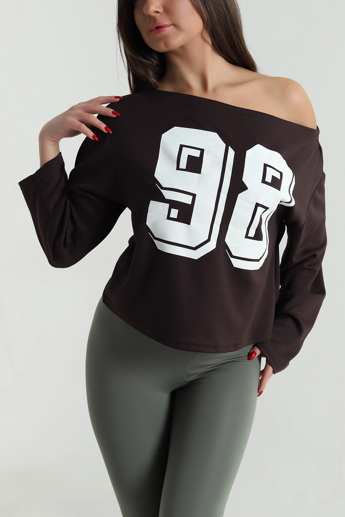 Kahverengi Baskılı Oysho Kadın Bluz 494543