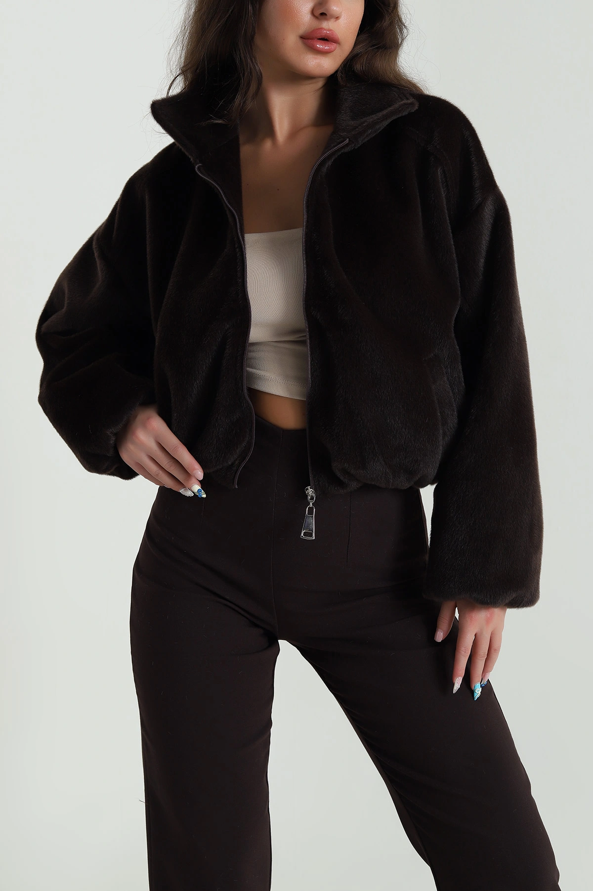 Kahverengi Bassic Bomber Fox Kadın Mont 484227