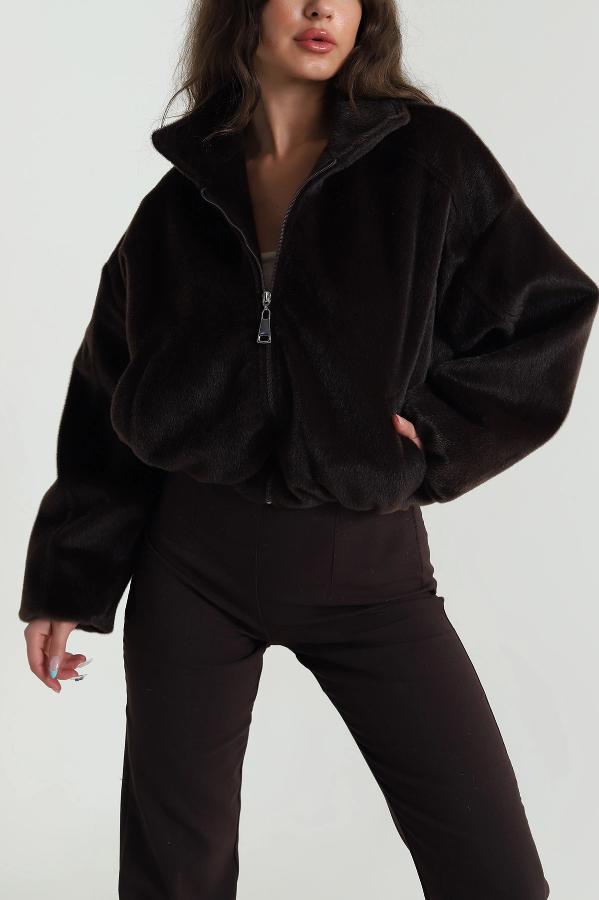 Kahverengi Bassic Bomber Fox Kadın Mont 484227