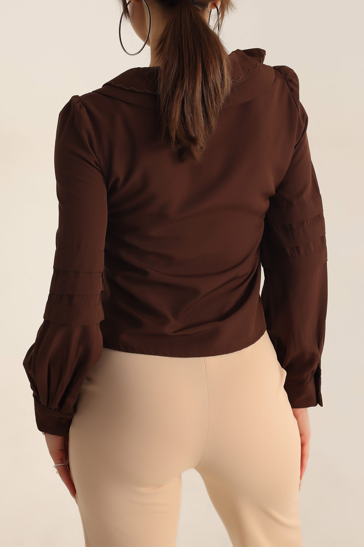 Kahverengi Bebe Yaka Poplin Dokuma Gömlek 183730
