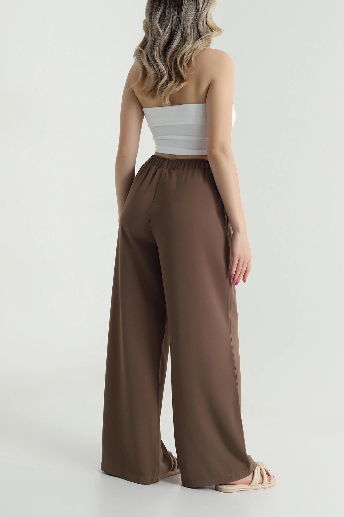 Kahverengi Bel Lastikli Linda Kadın Pantolon  484334