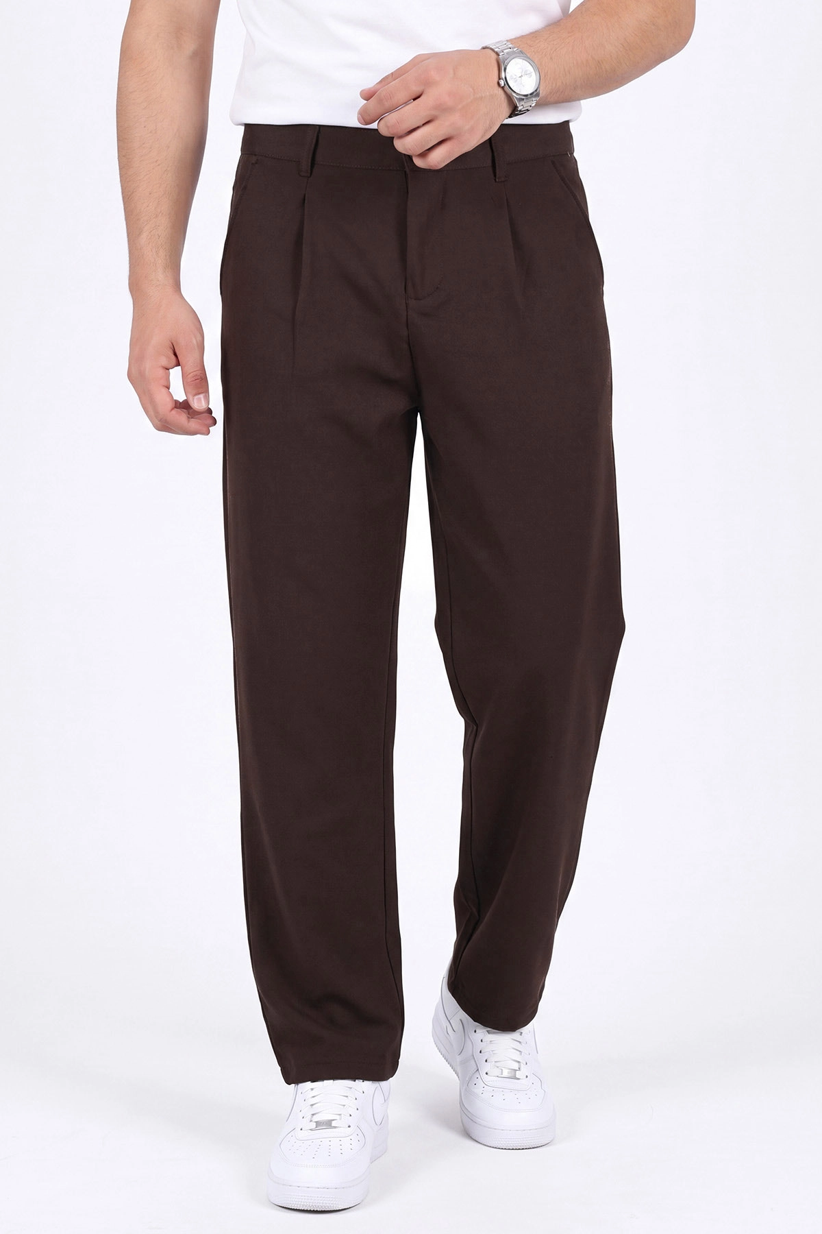 Kahverengi Beli Lastikli Baggy Erkek Pantolon 472214